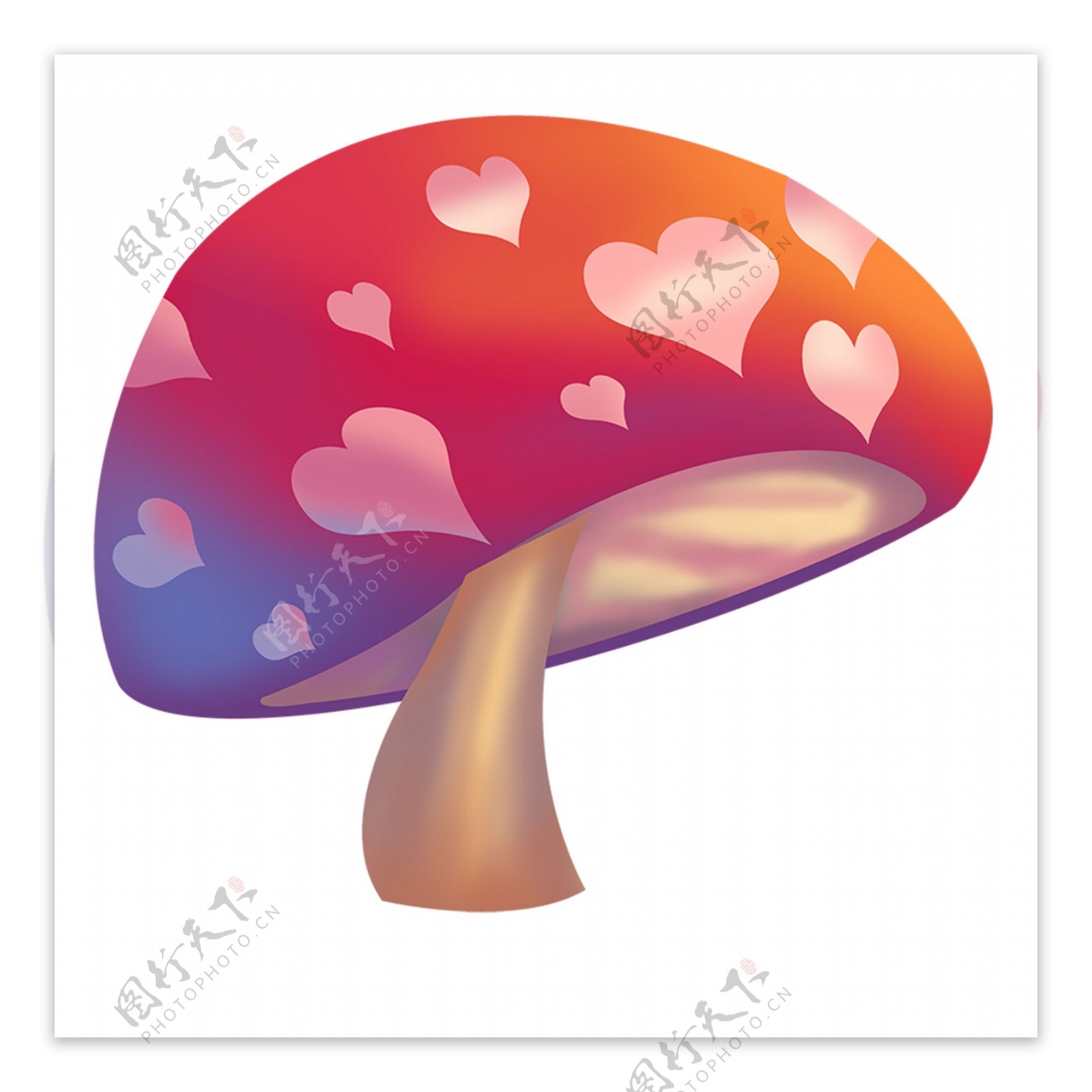 爱心彩色大蘑菇图案
