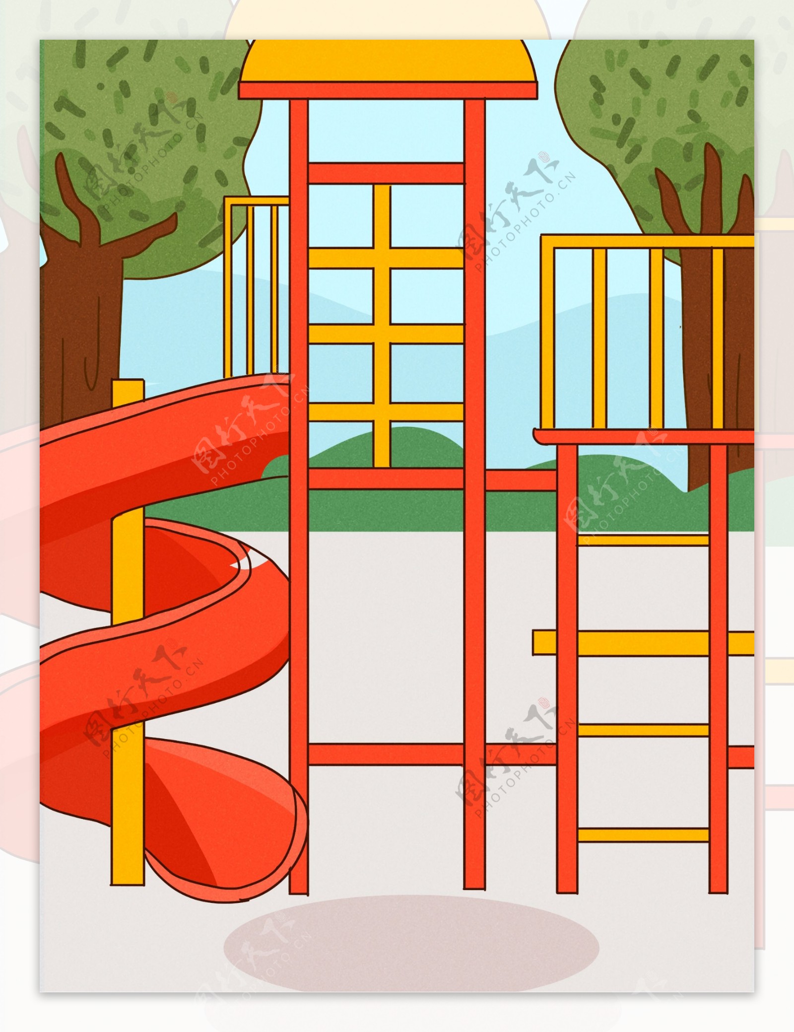 儿童乐园滑滑梯背景设计