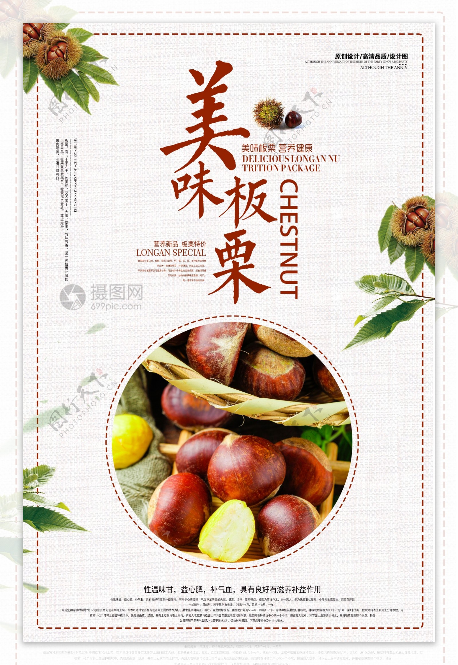 中国风板栗美食促销海报