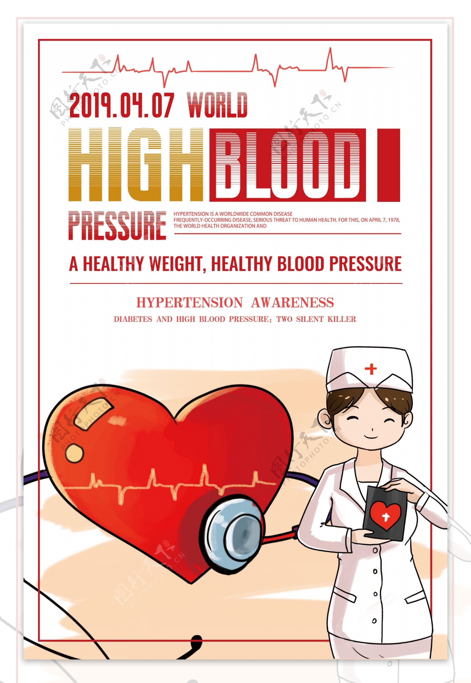 世界高血压日英文海报