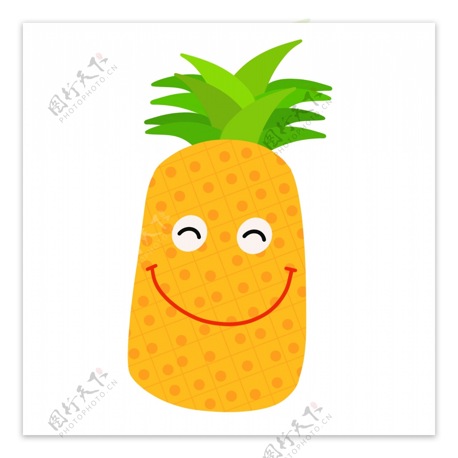 手绘卡通水果可爱笑脸菠萝