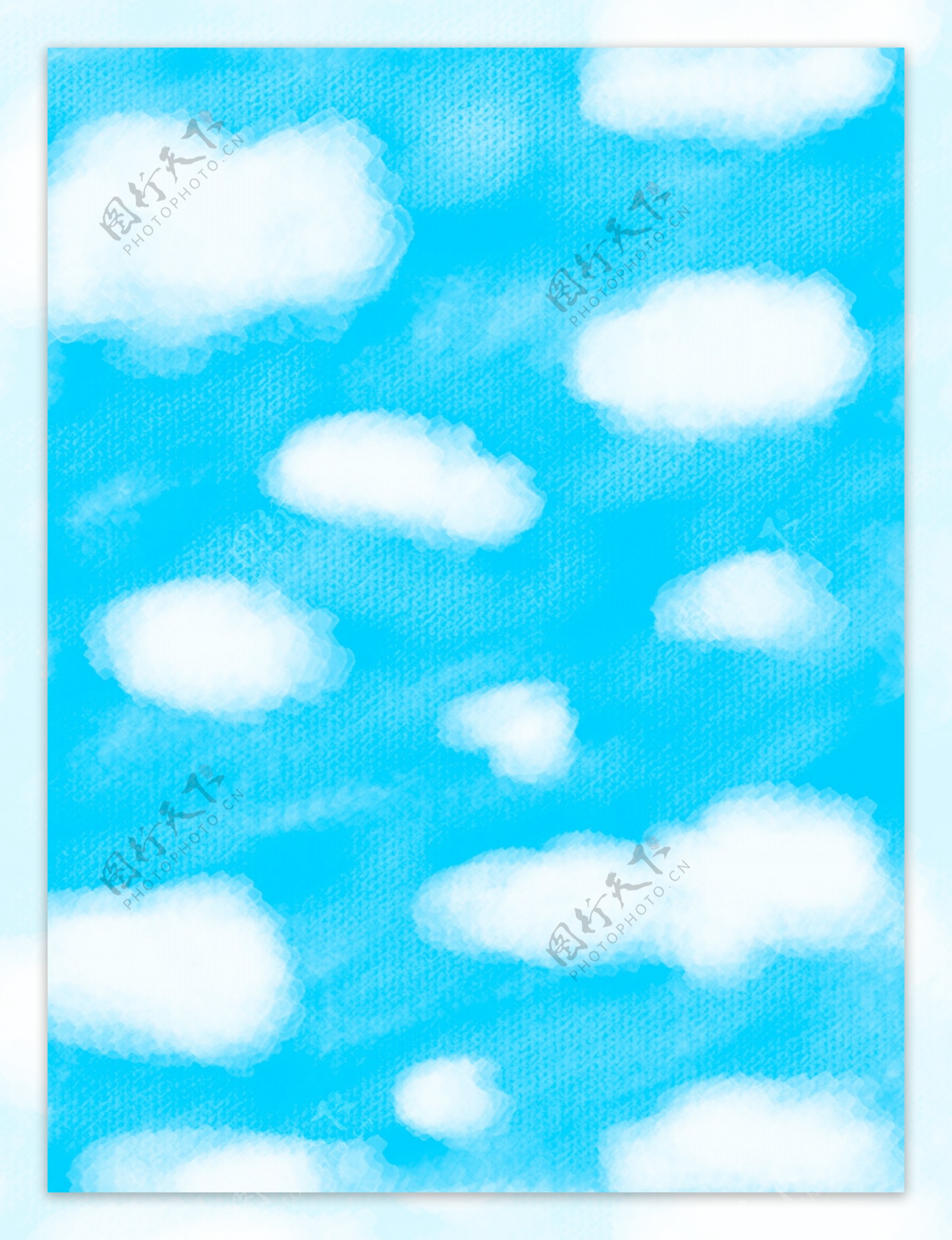 手绘纹理质感蓝天白云天空背景