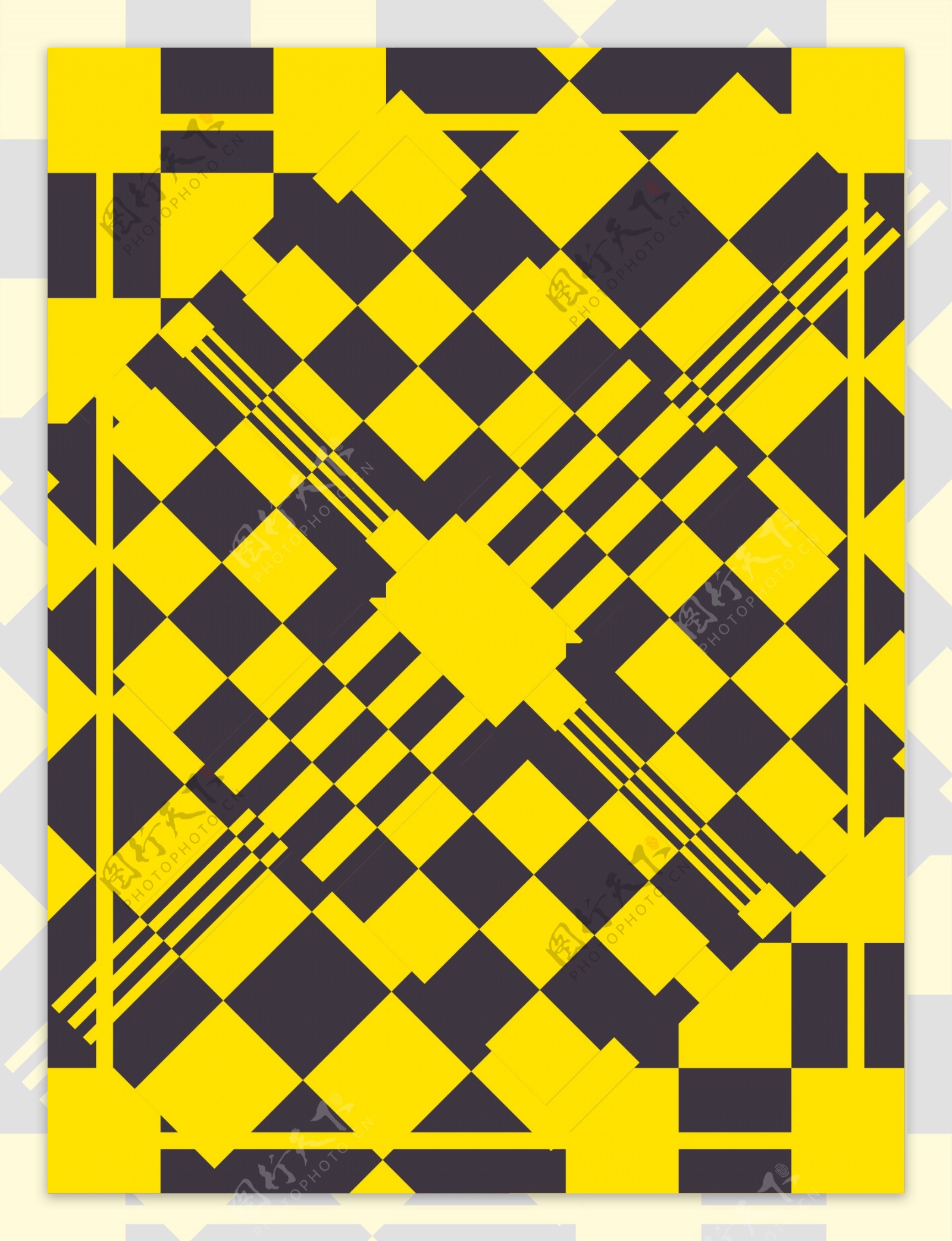 黑黄几何方形广告背景