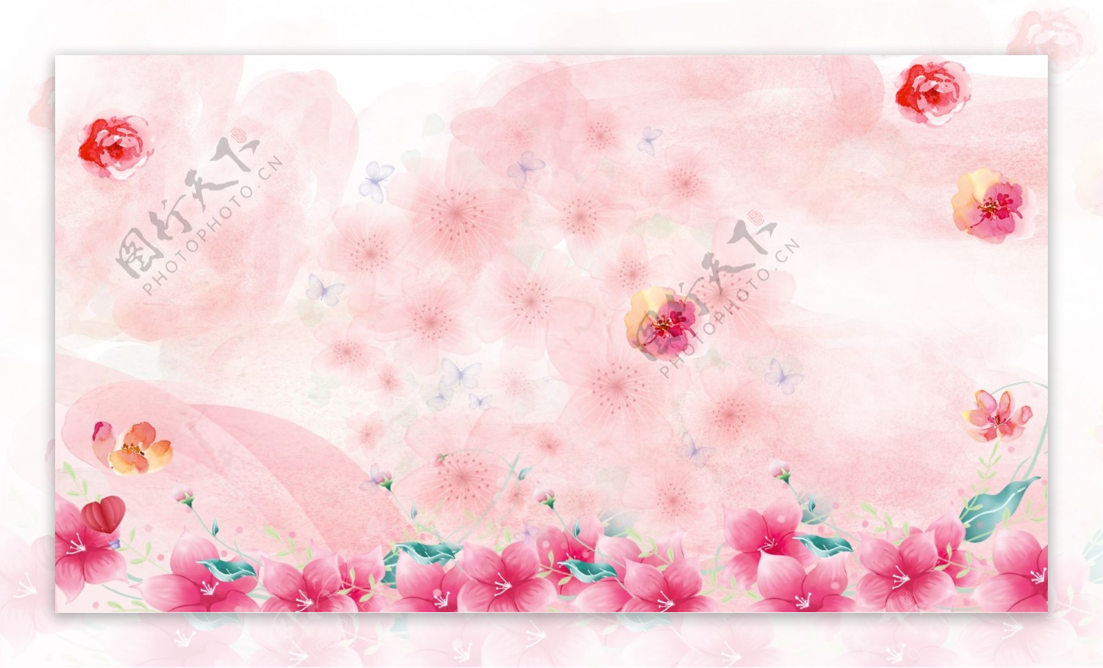 手绘粉色花朵背景素材