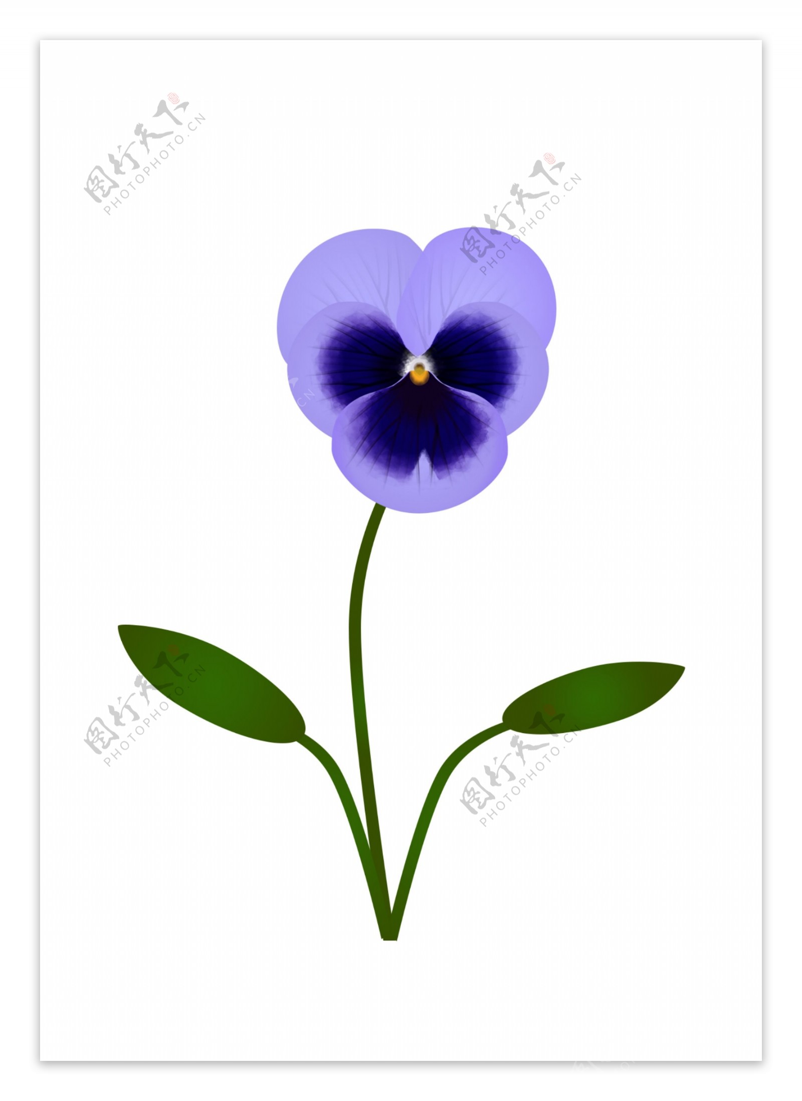 简约手绘矢量紫色三色堇花朵植物设计元素