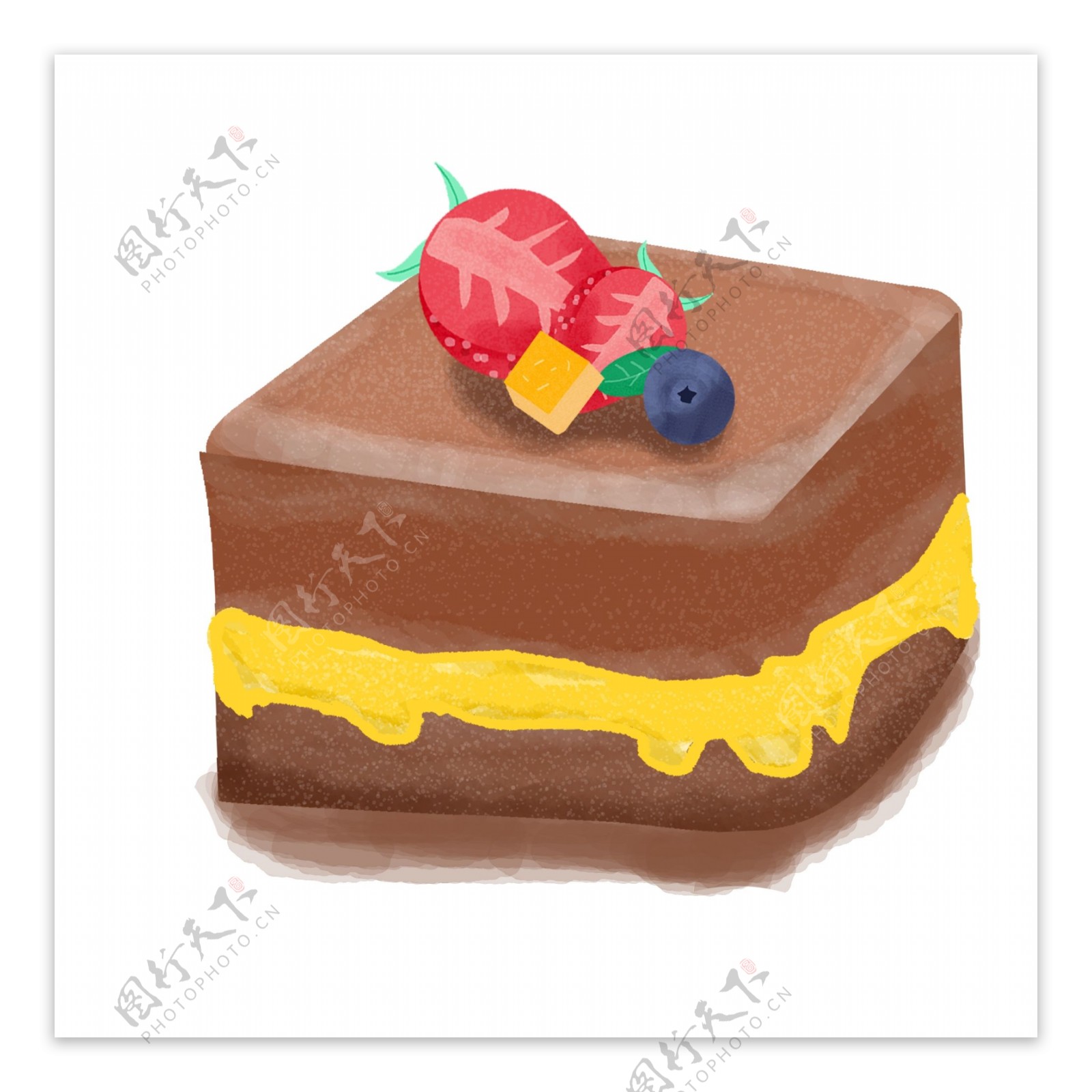 一块美味的巧克力蛋糕卡通设计