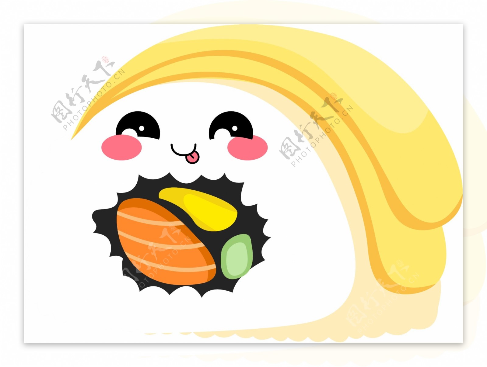 芒果寿司可爱日式卡通矢量元素手绘