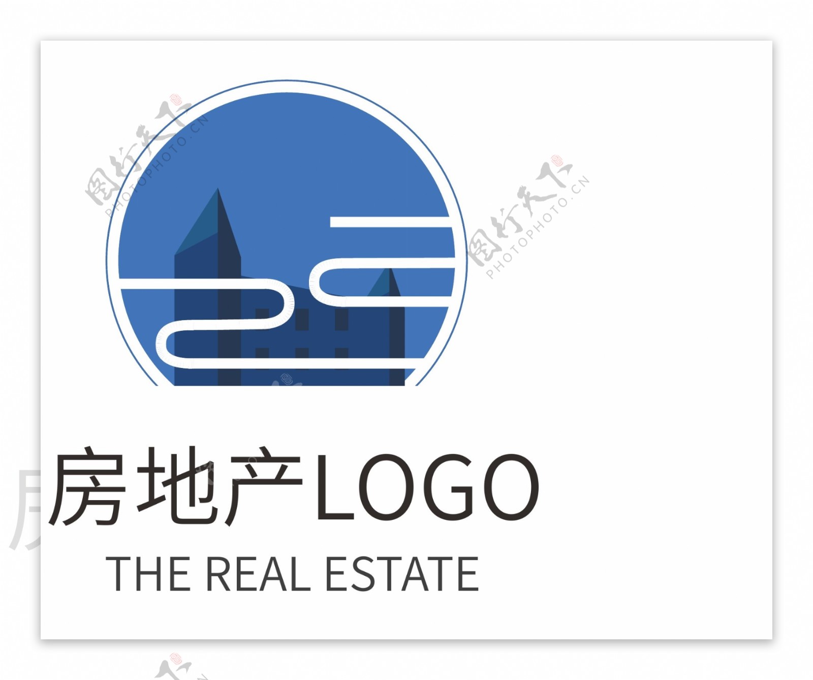 蓝色古典房地产企业logo