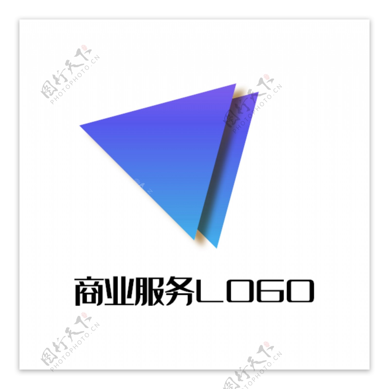 商业服务logo蓝紫三角倾斜重叠播放影音