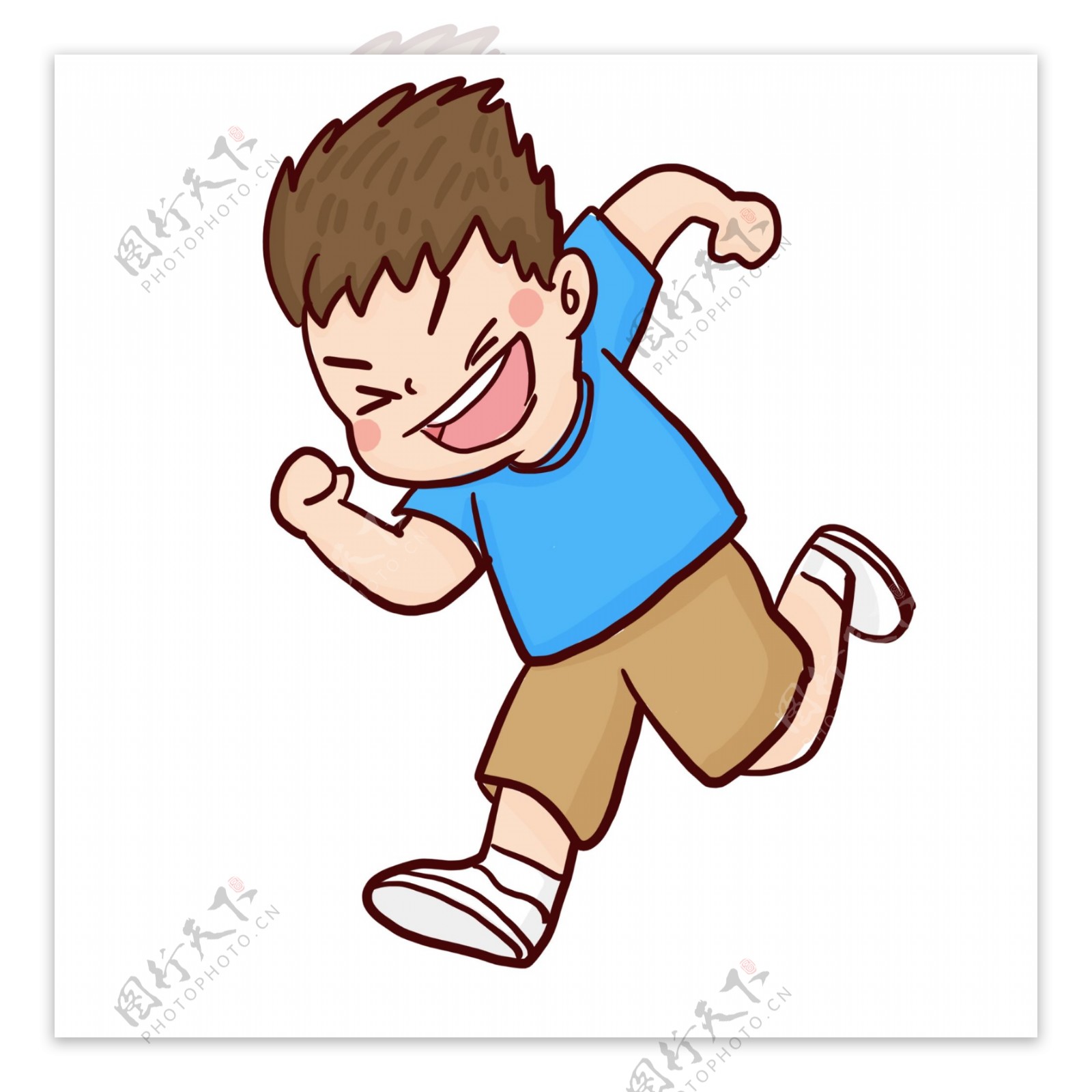 卡通可爱跑步的小男孩