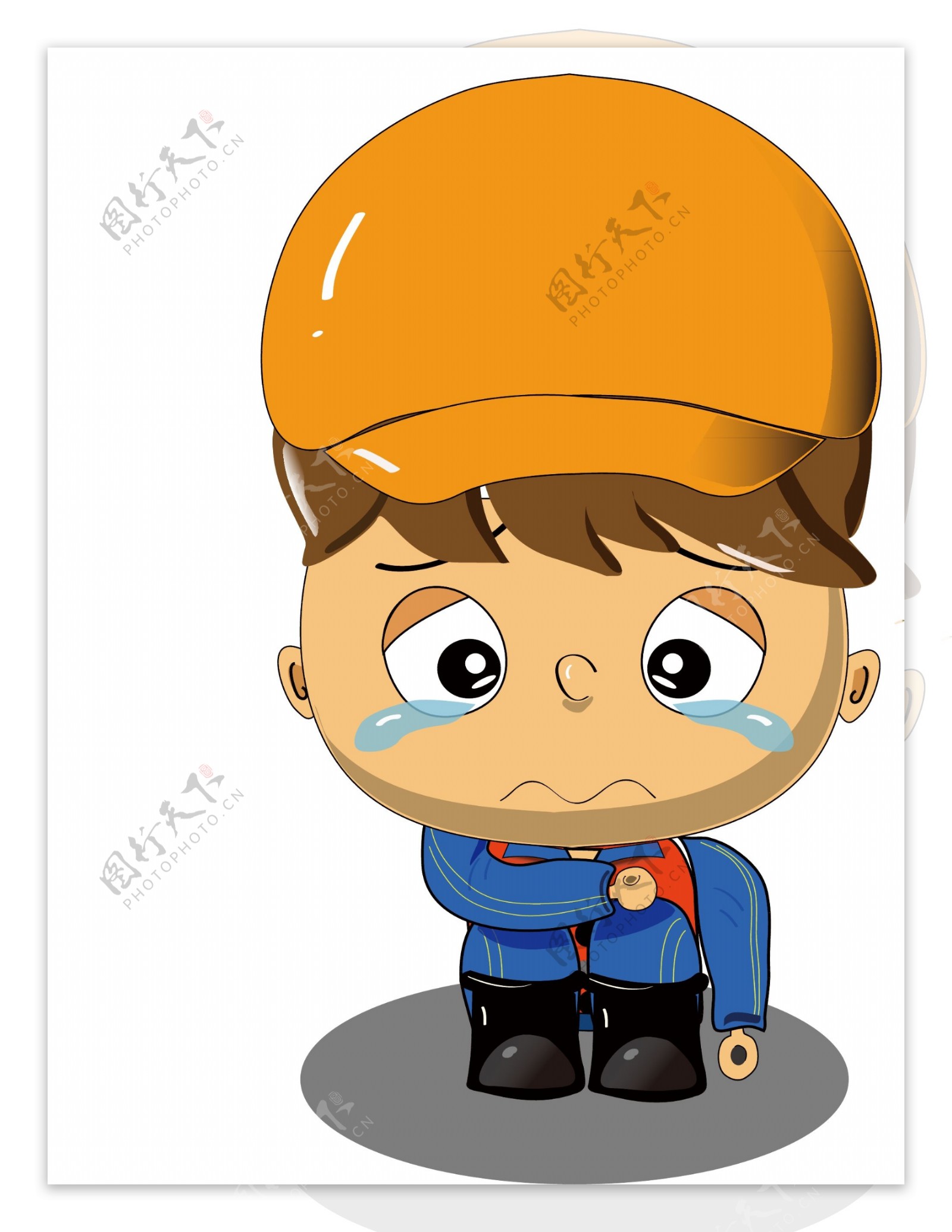 铁路工人卡通伤心表情设计素材