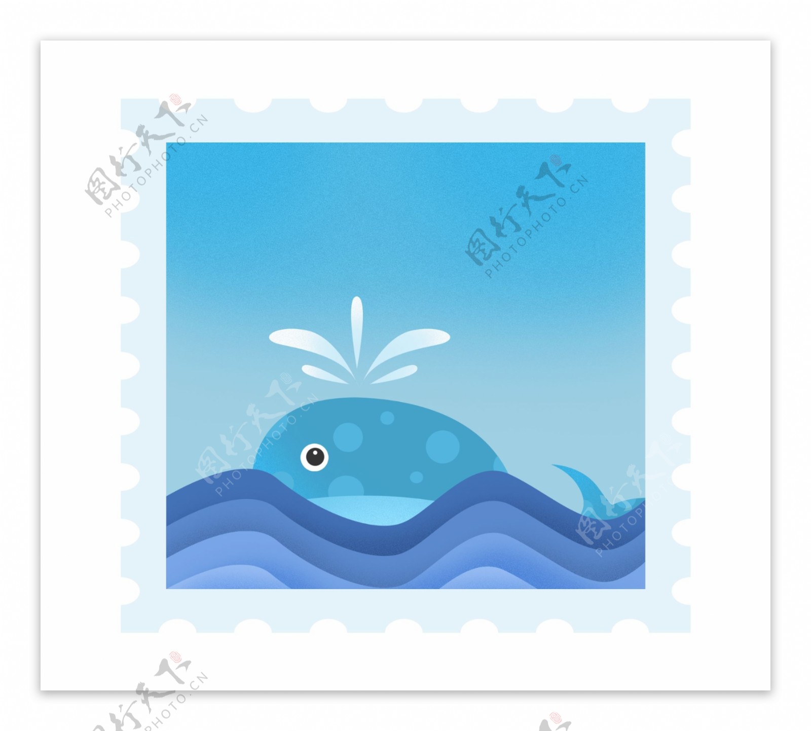 鲸鱼蓝色邮票