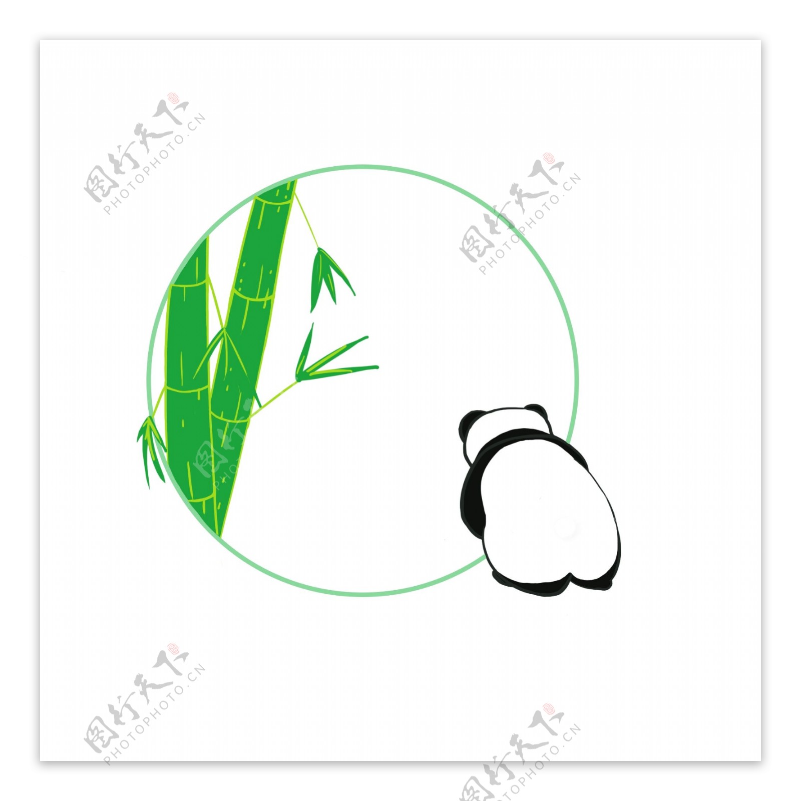 绿色竹子熊猫边框