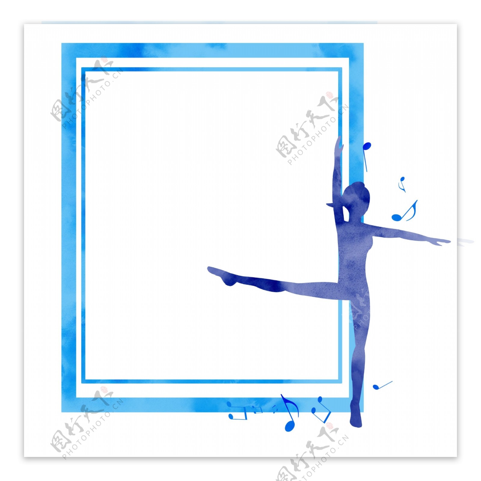 蓝色芭蕾舞装饰边框