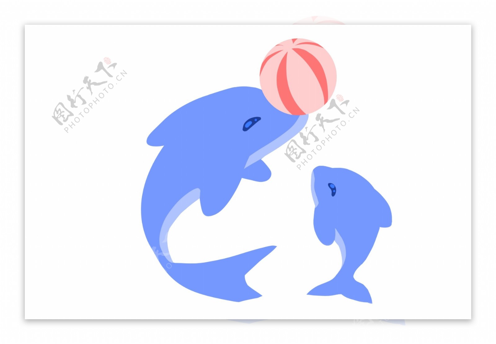 顶皮球的海豚插画
