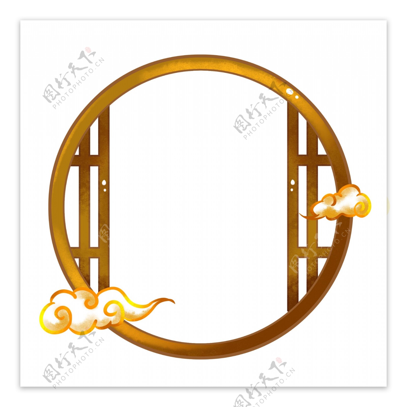 中国风古典祥云圆形窗户边框