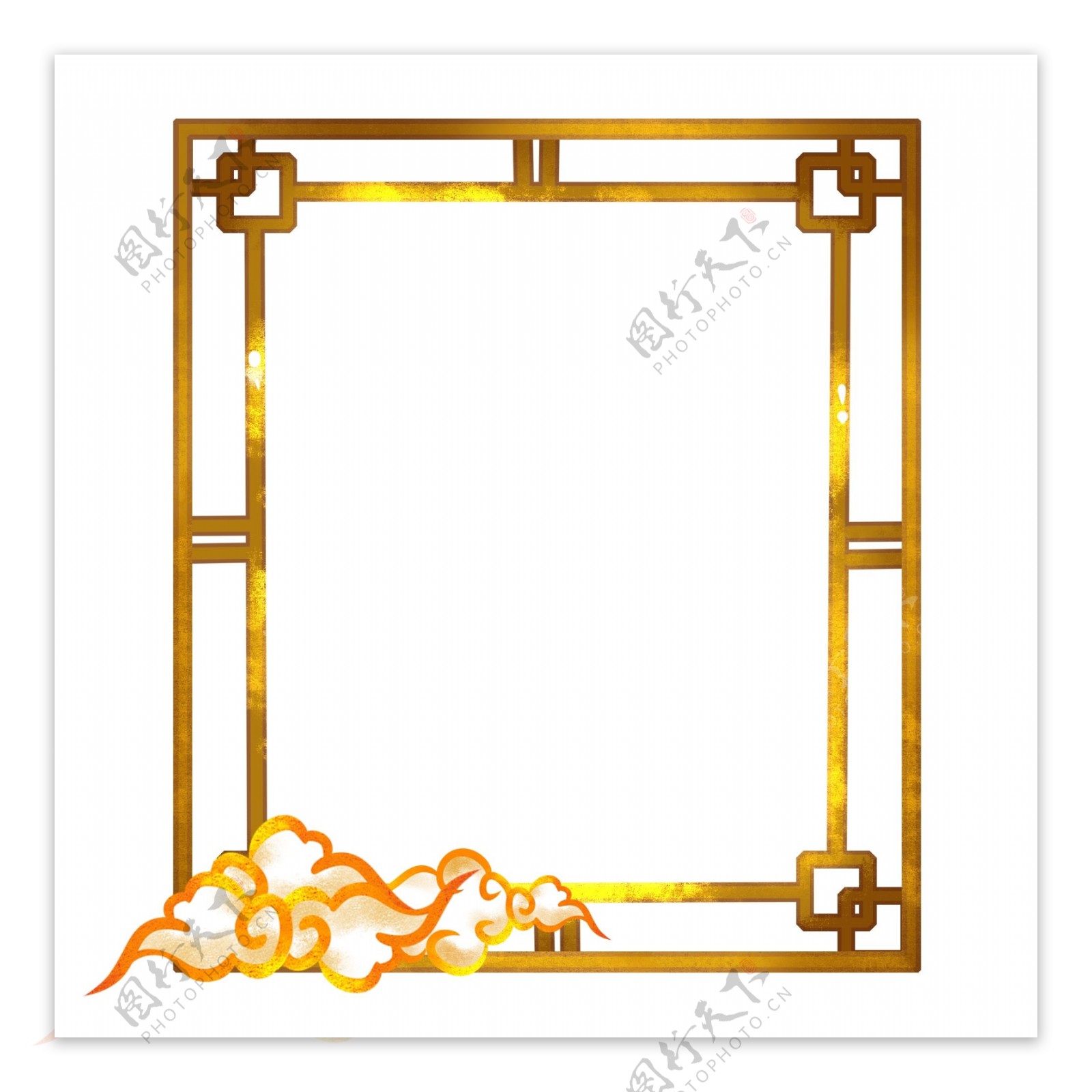 中国风传统祥云长方形窗户边框