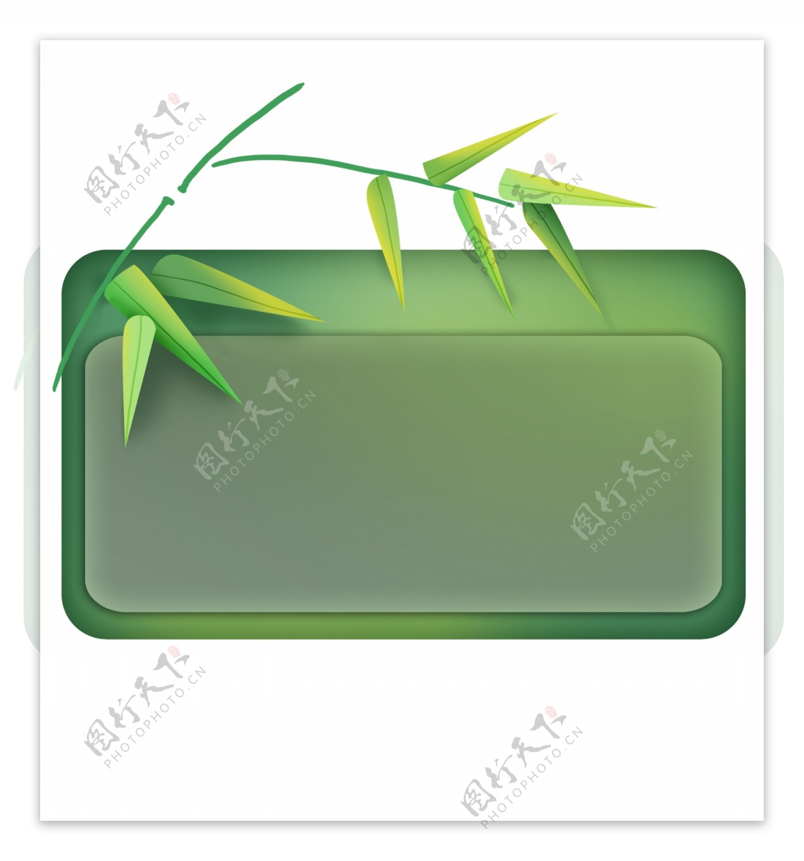 立体竹子绿色文字框