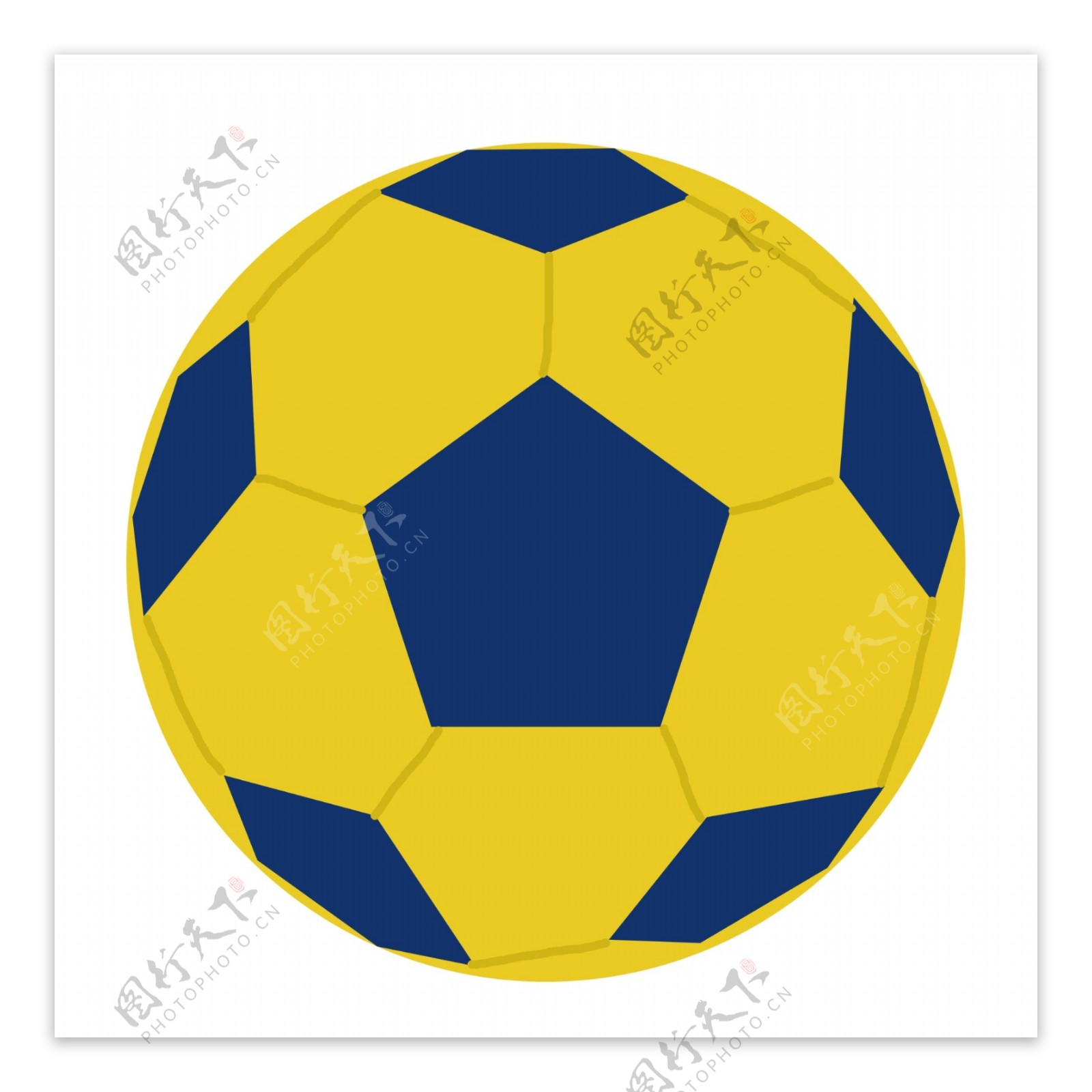 一个蓝黄色足球