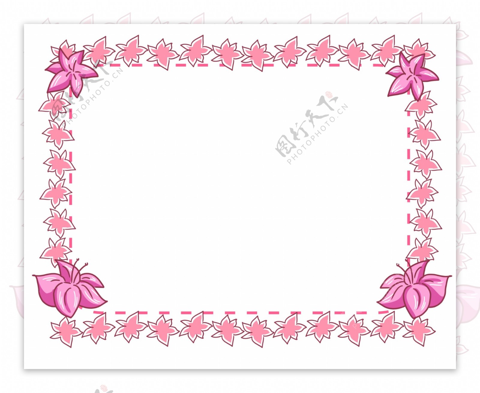 粉色绽放的花朵边框