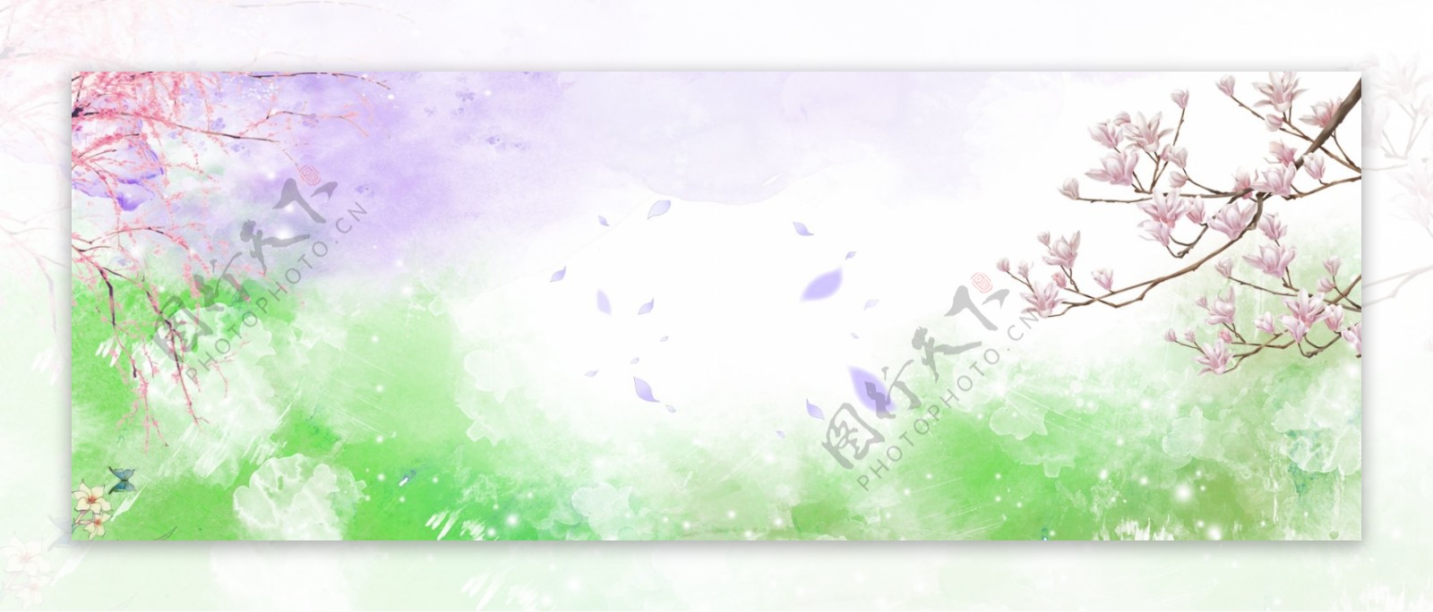 清新植物卡通banner