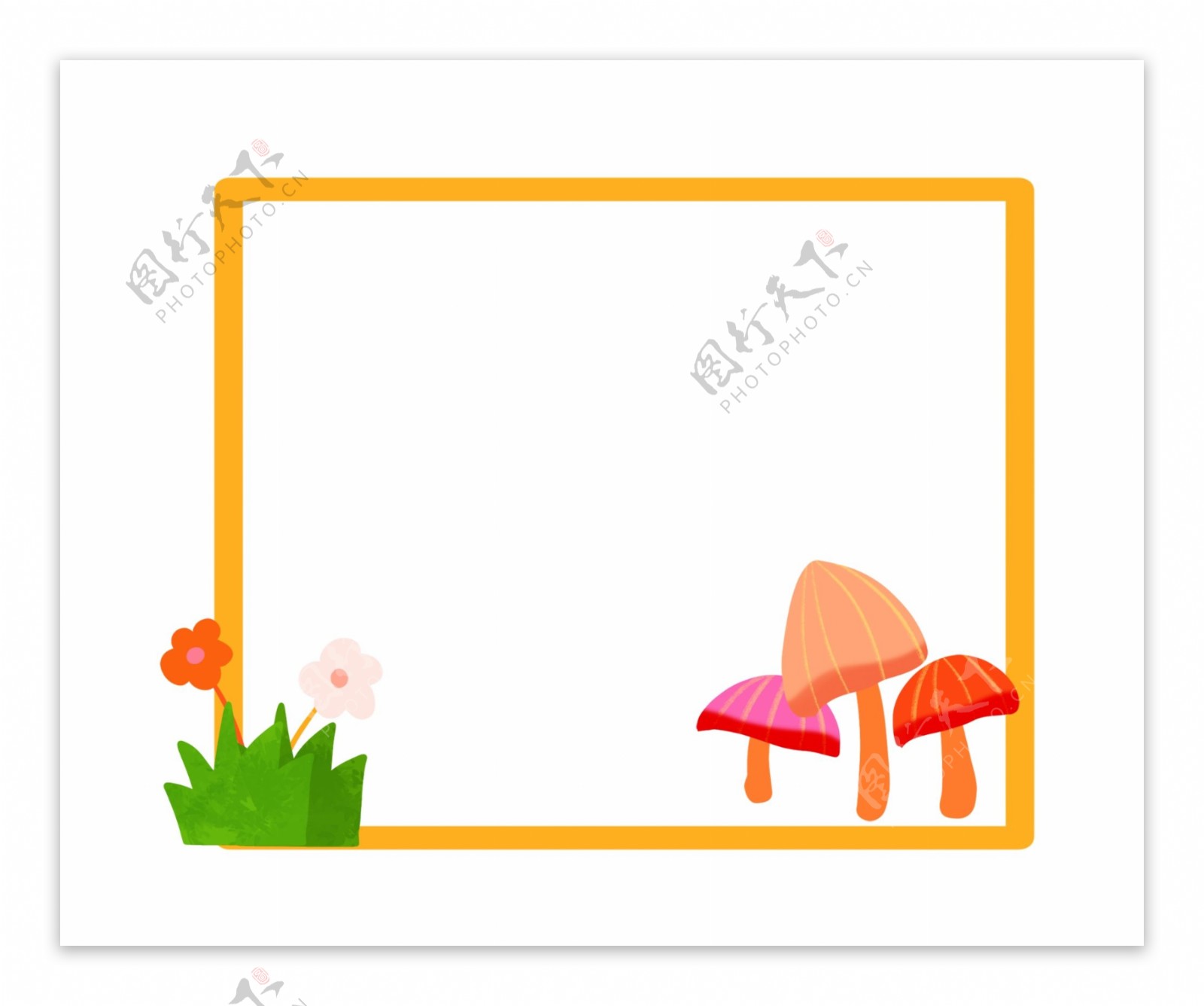 蘑菇小花边框插画