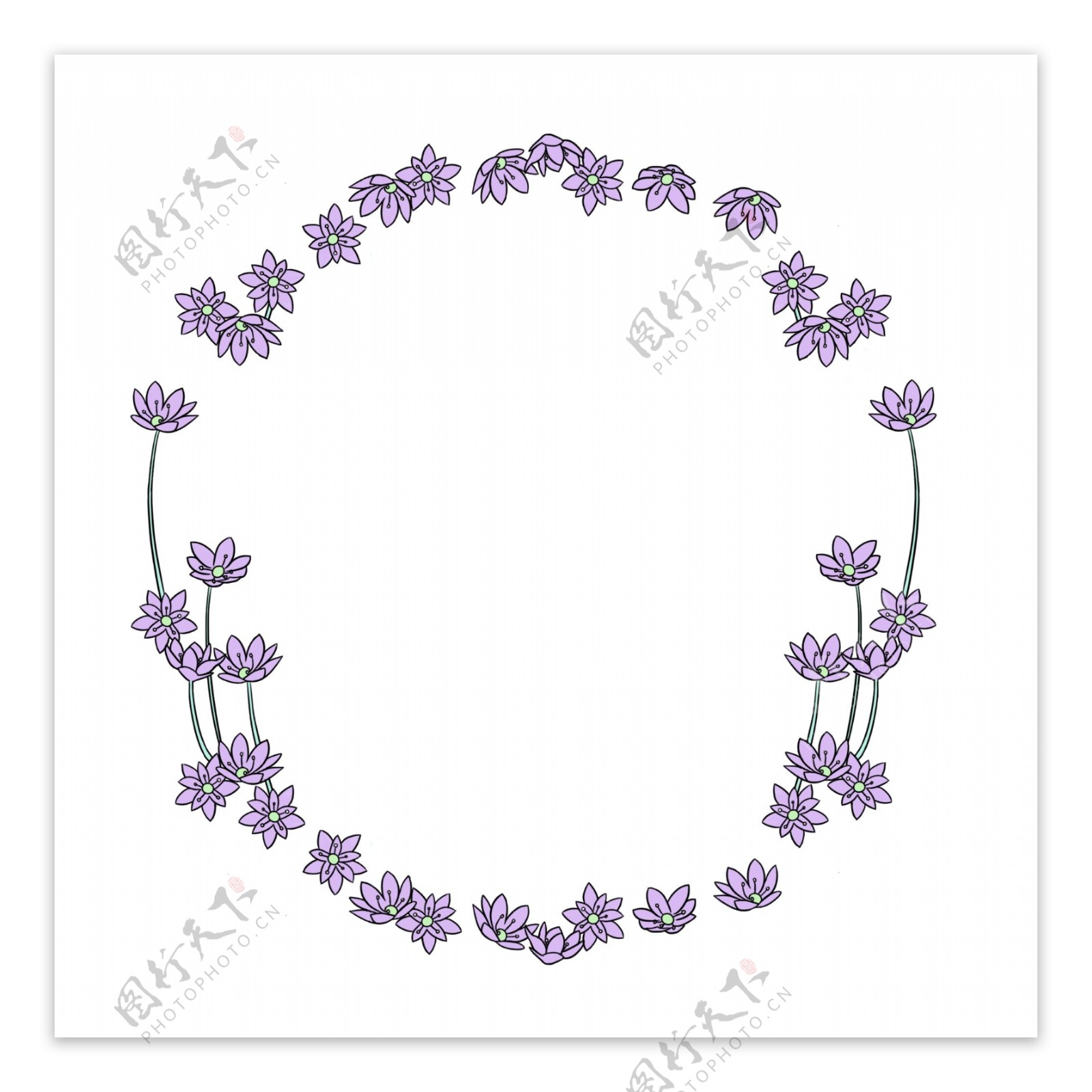 紫色的花环装饰插画
