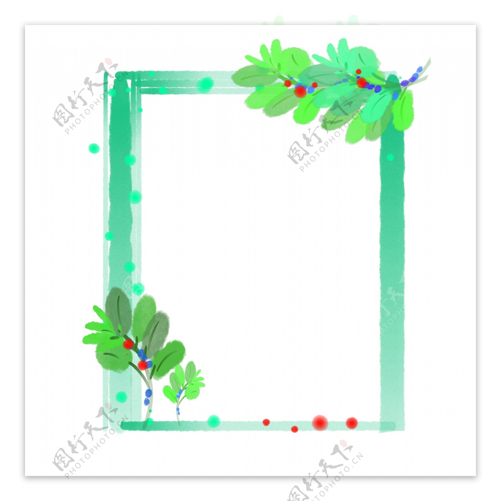方形绿色植物边框