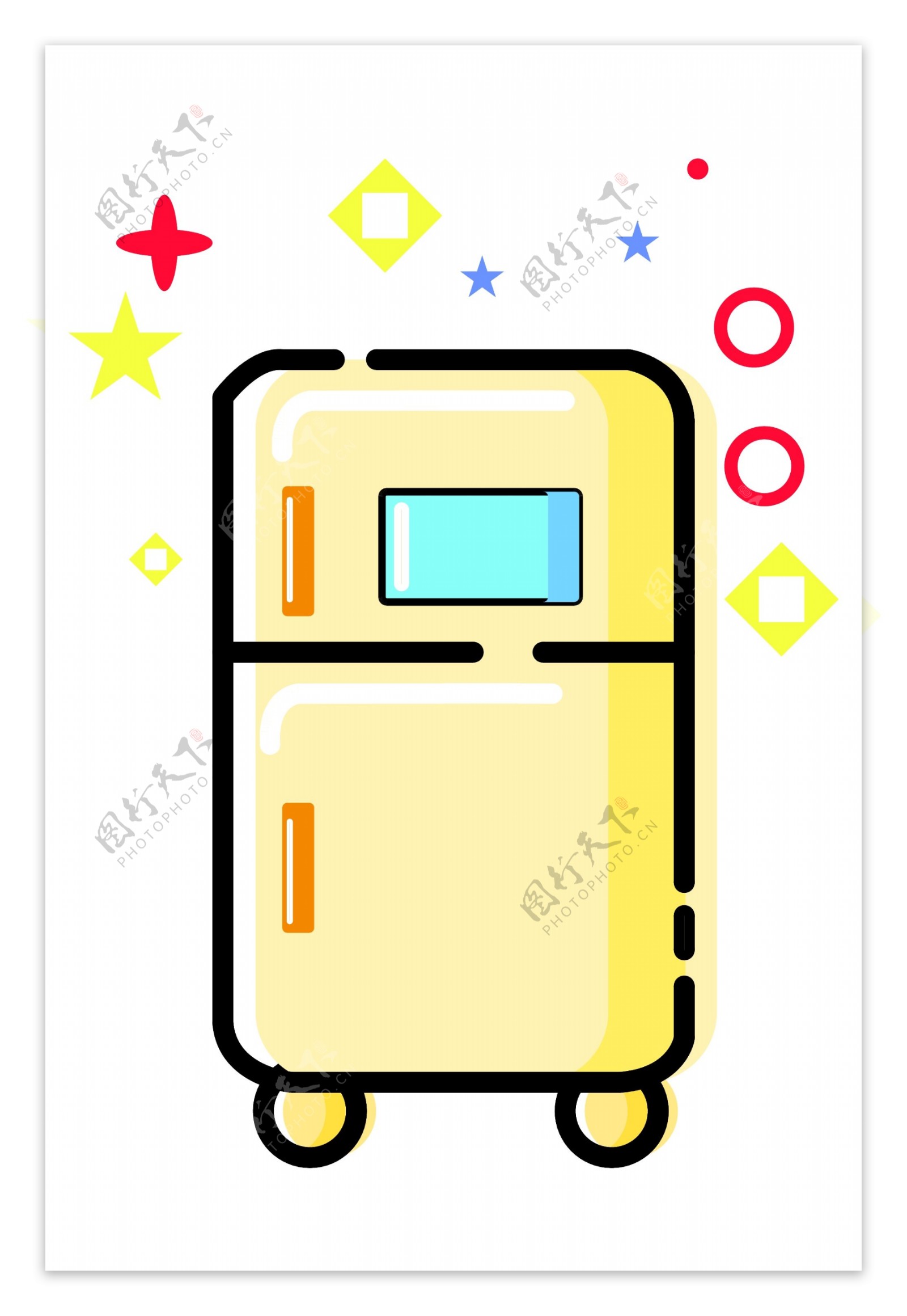 黄色立体冰箱