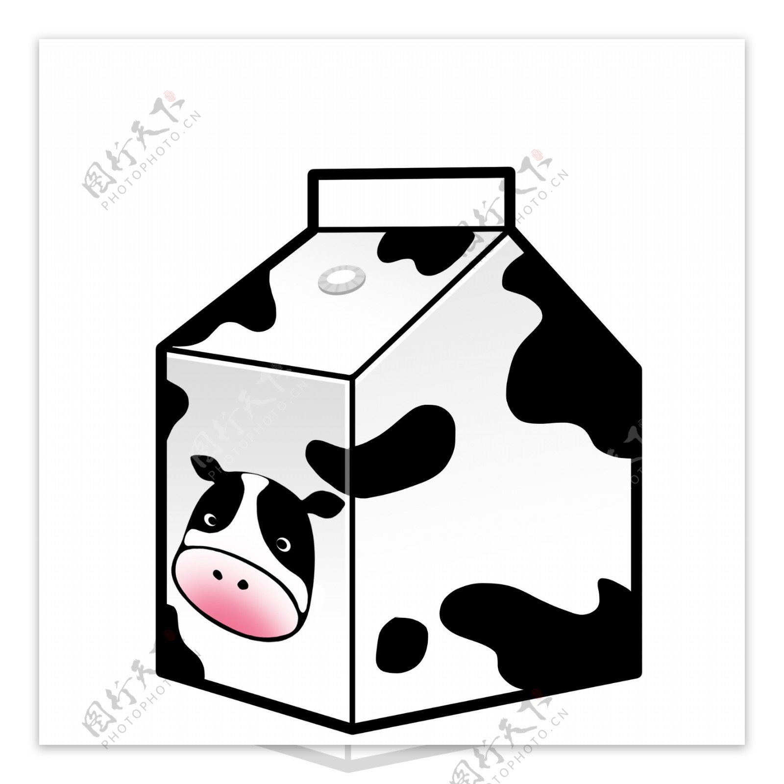 白黑色盒装奶牛