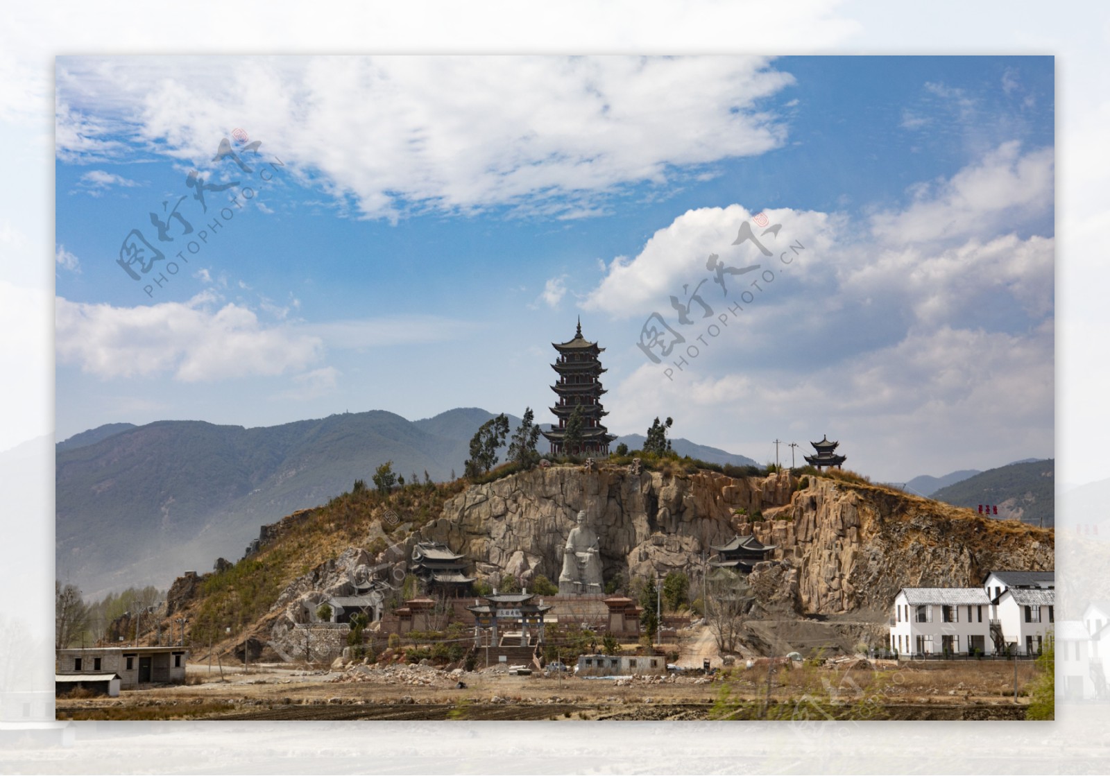 蓝天白云山峰风景城镇风光19