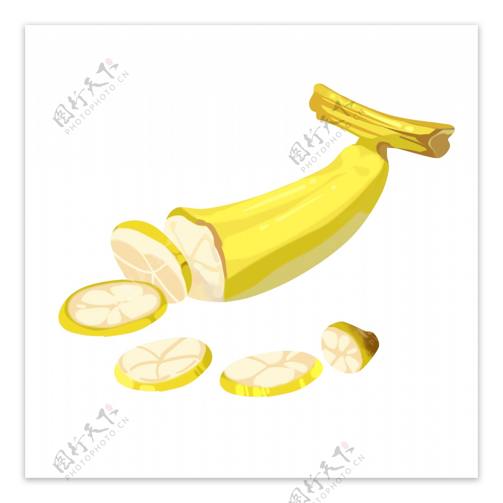 手绘自然夏季水果黄色香蕉免抠png装饰