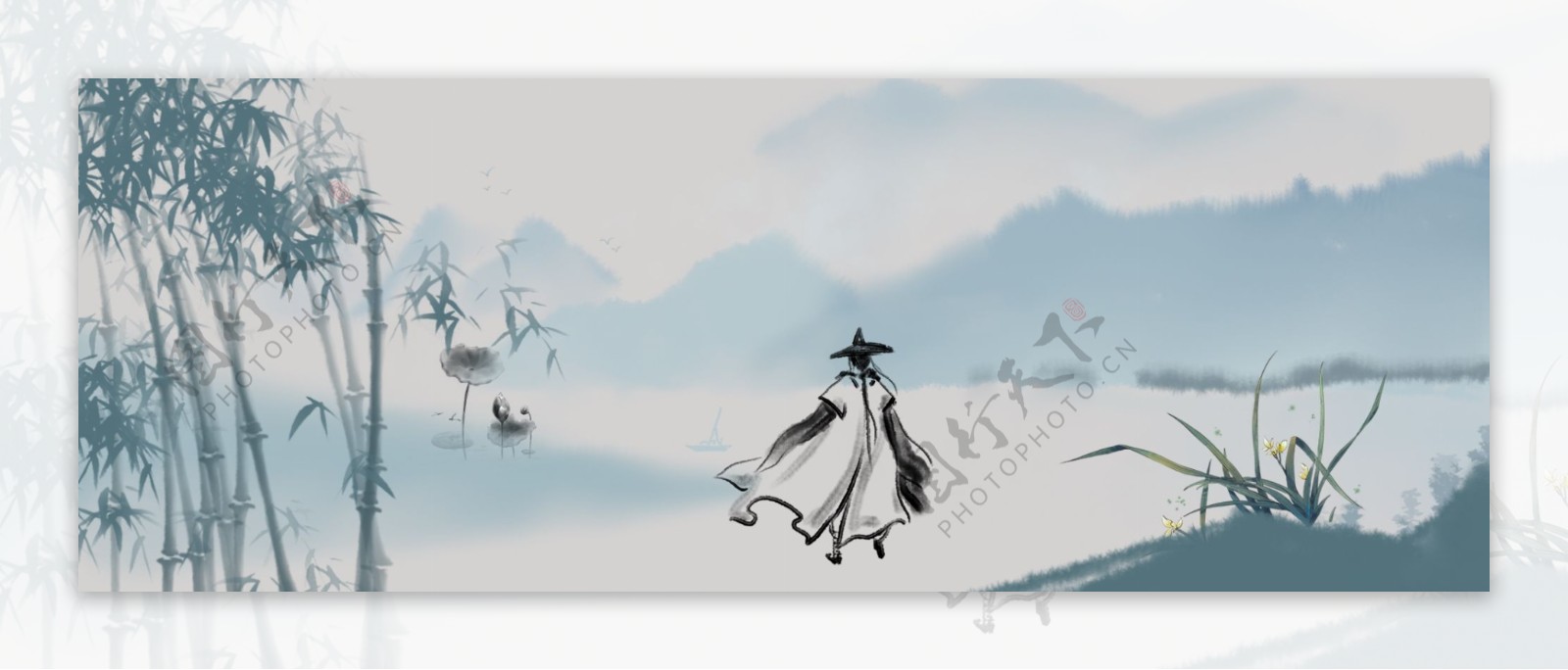 中国古代剑客banner背景图
