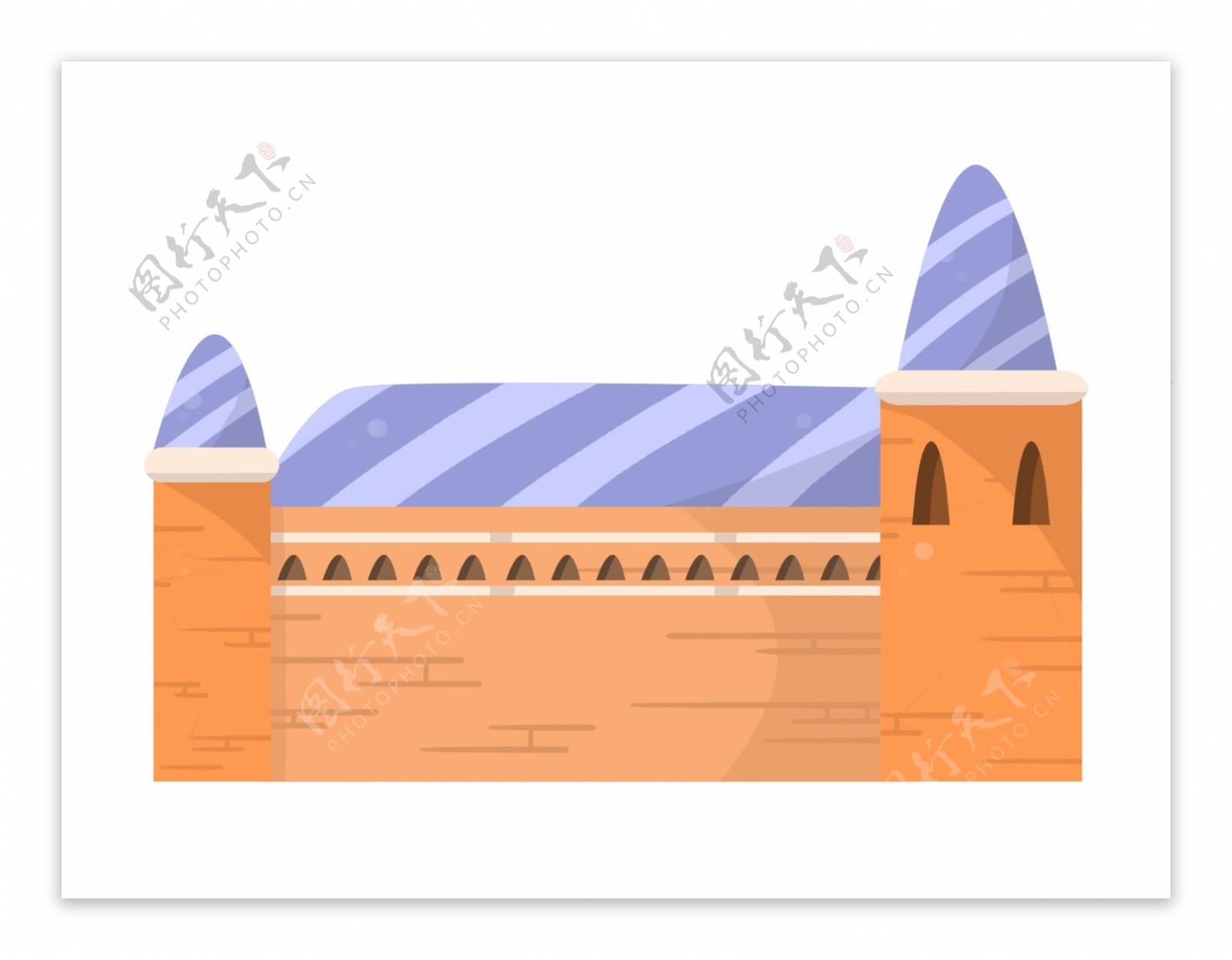 城堡建筑卡通插画