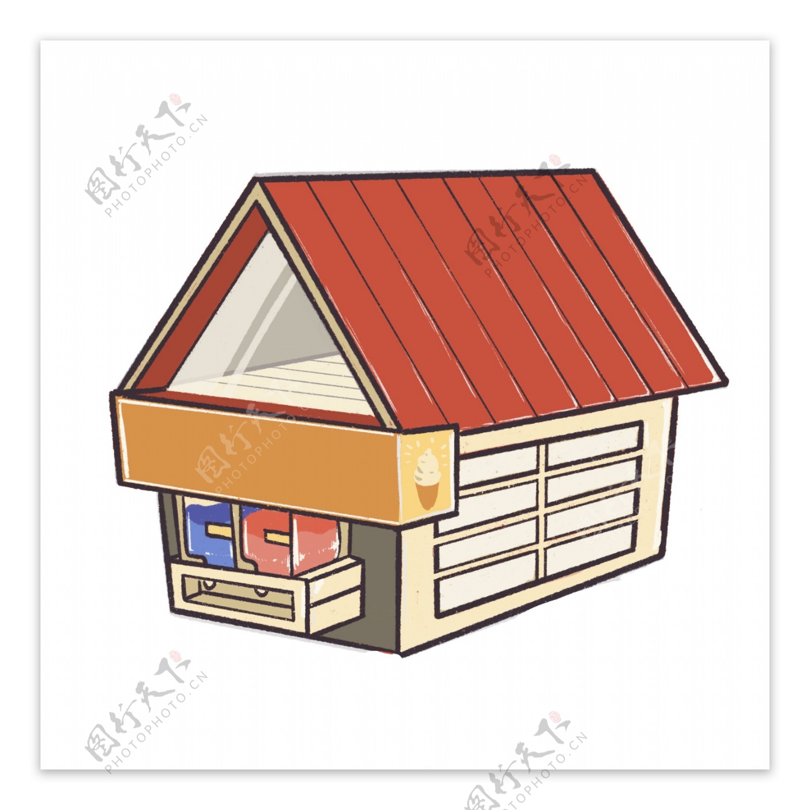 红色的房屋建筑插画