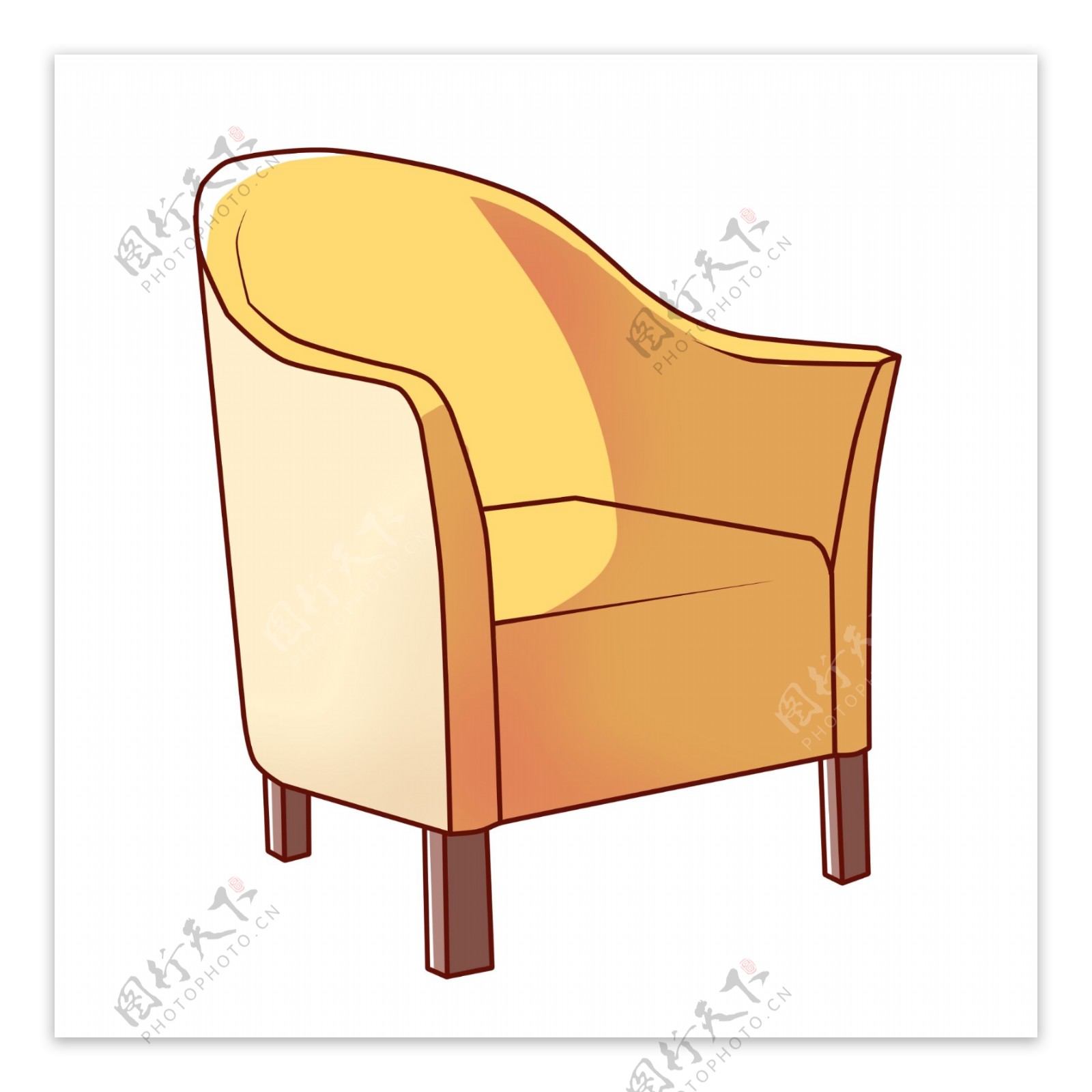 黄色的软包椅子插画