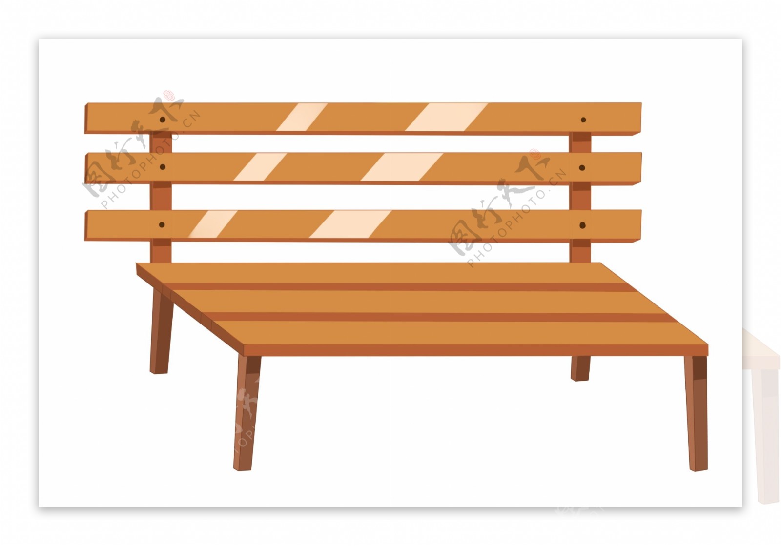公园的木质椅子插画