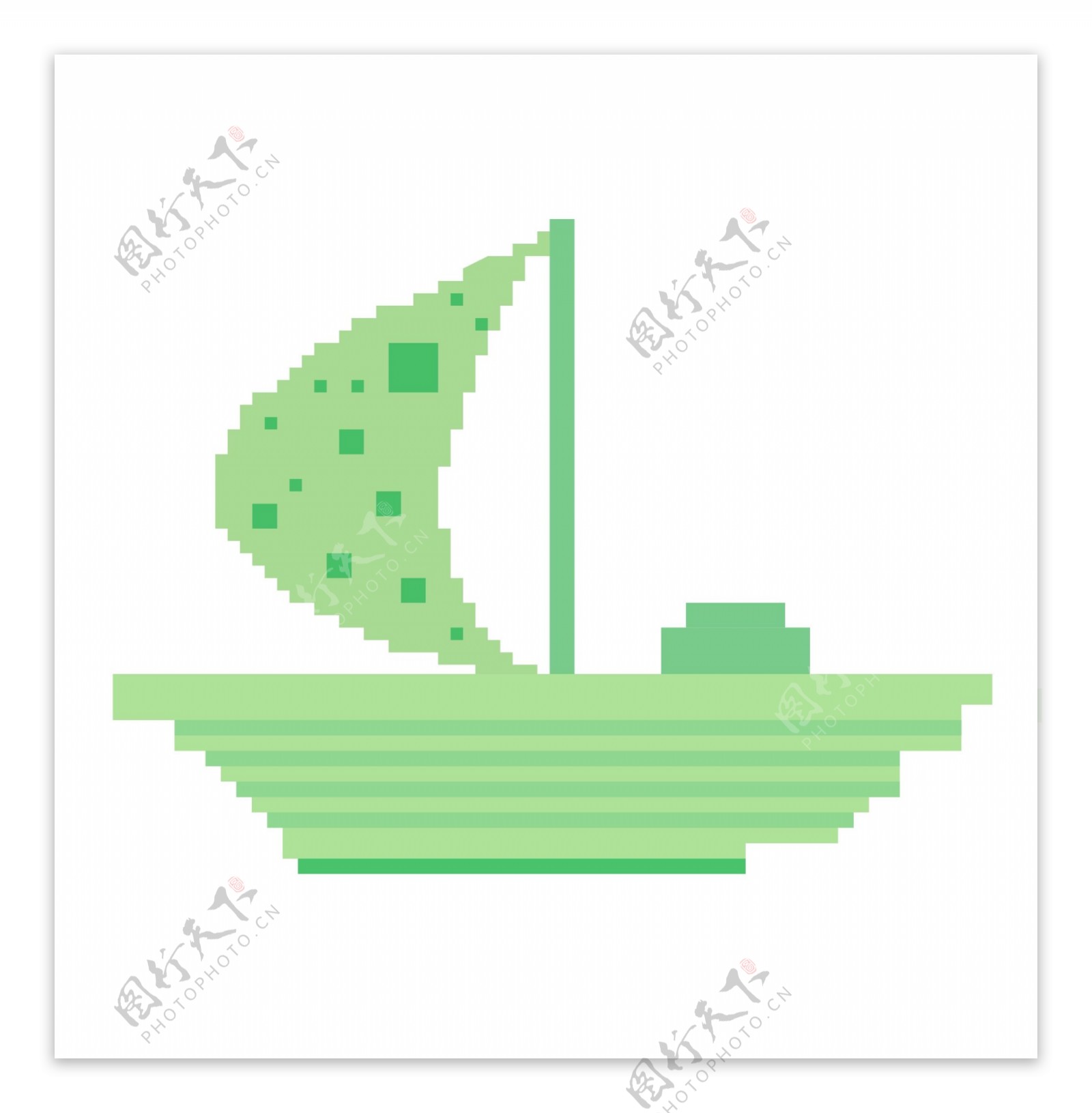 像素绿色的小船插画