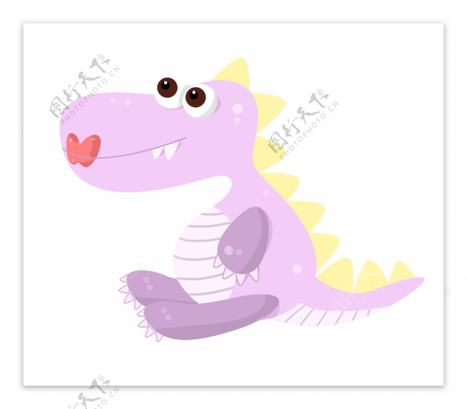 可爱的紫色恐龙插图