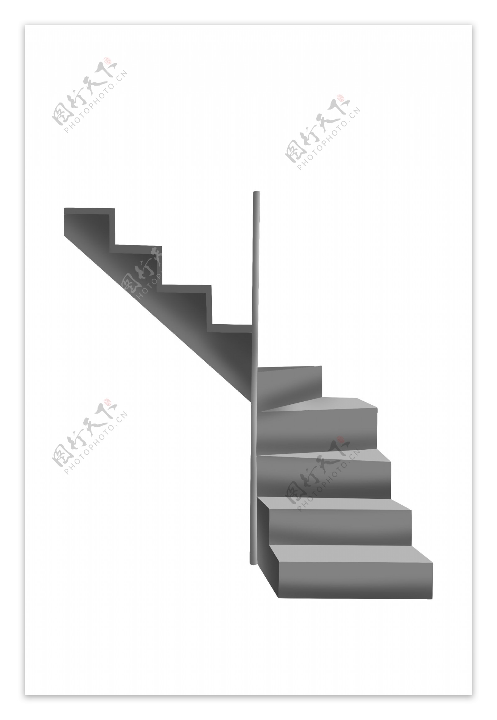 灰色立体楼梯插画