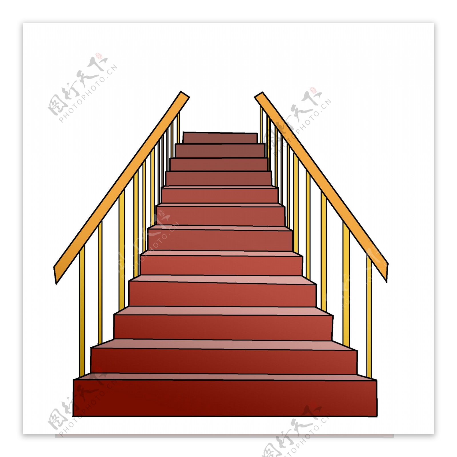 立体红色楼梯插图