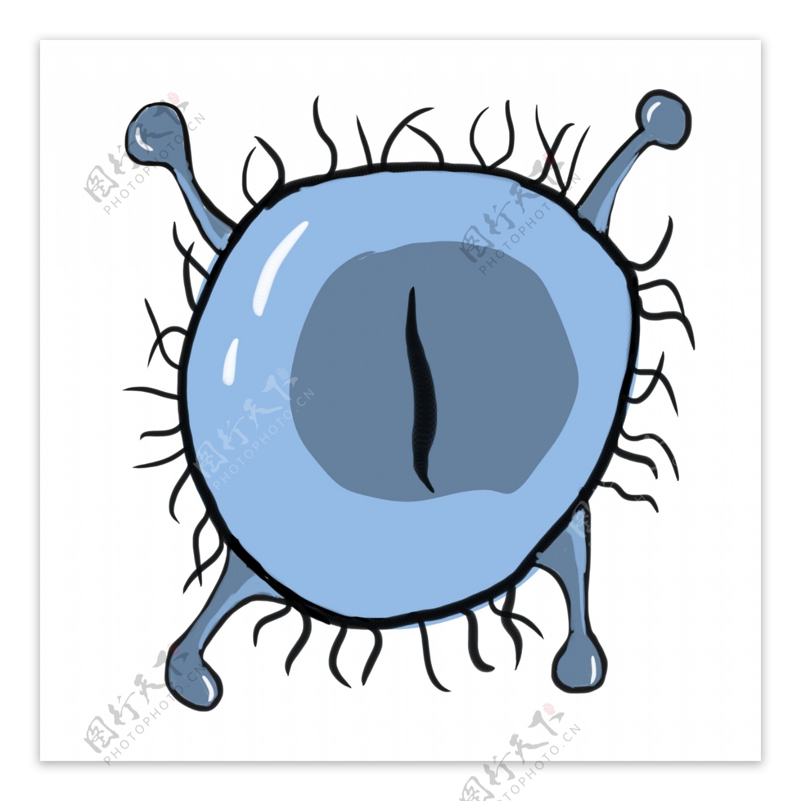 蓝色病毒细菌插画