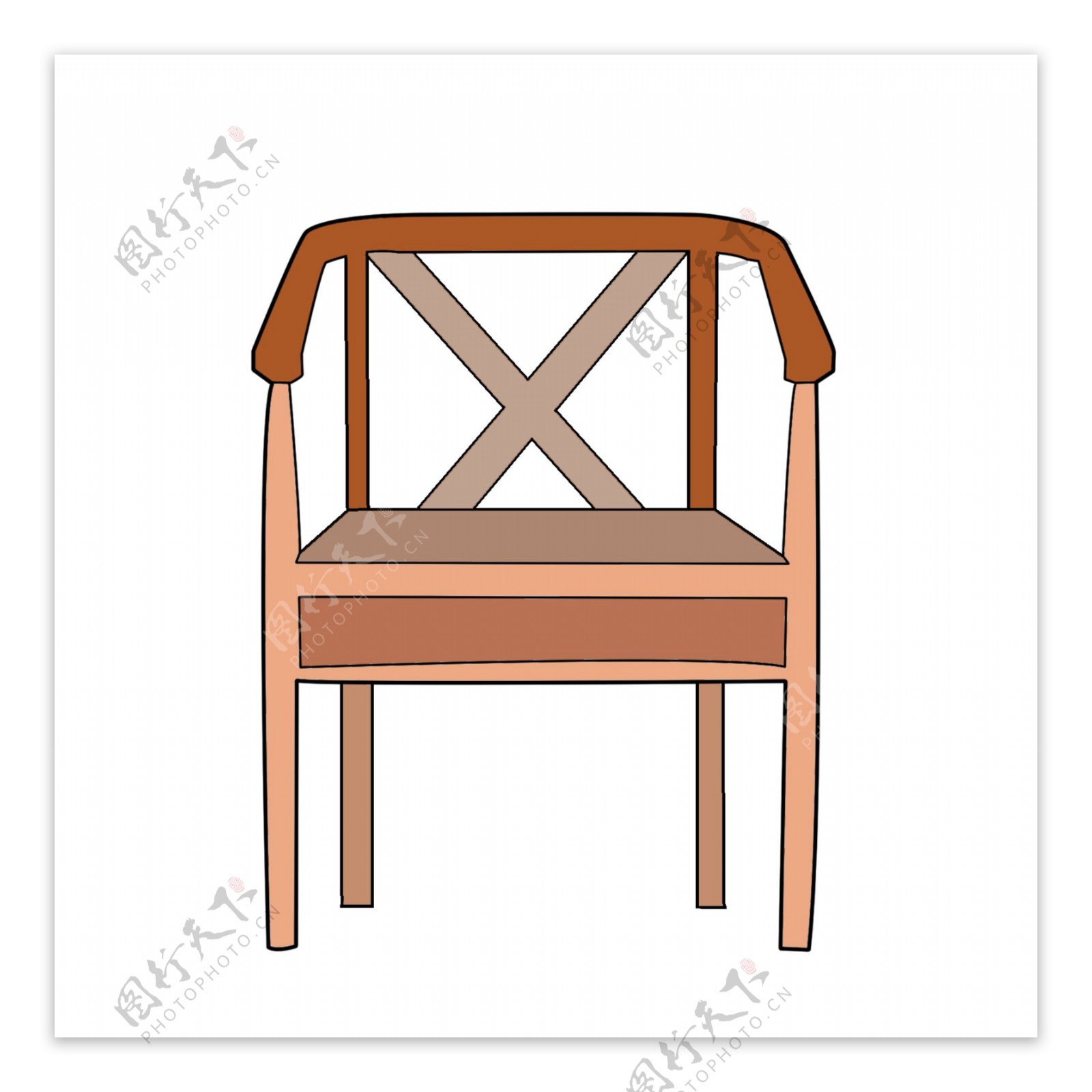 实木扶手椅子插画