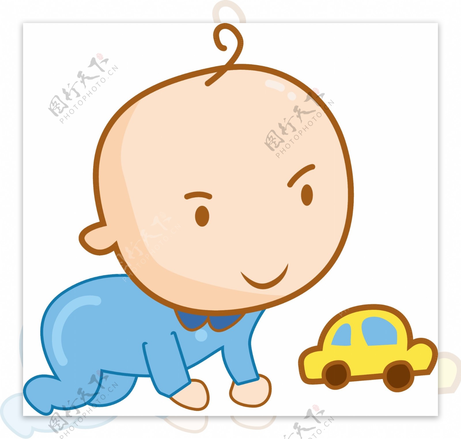 婴儿小汽车人物插画