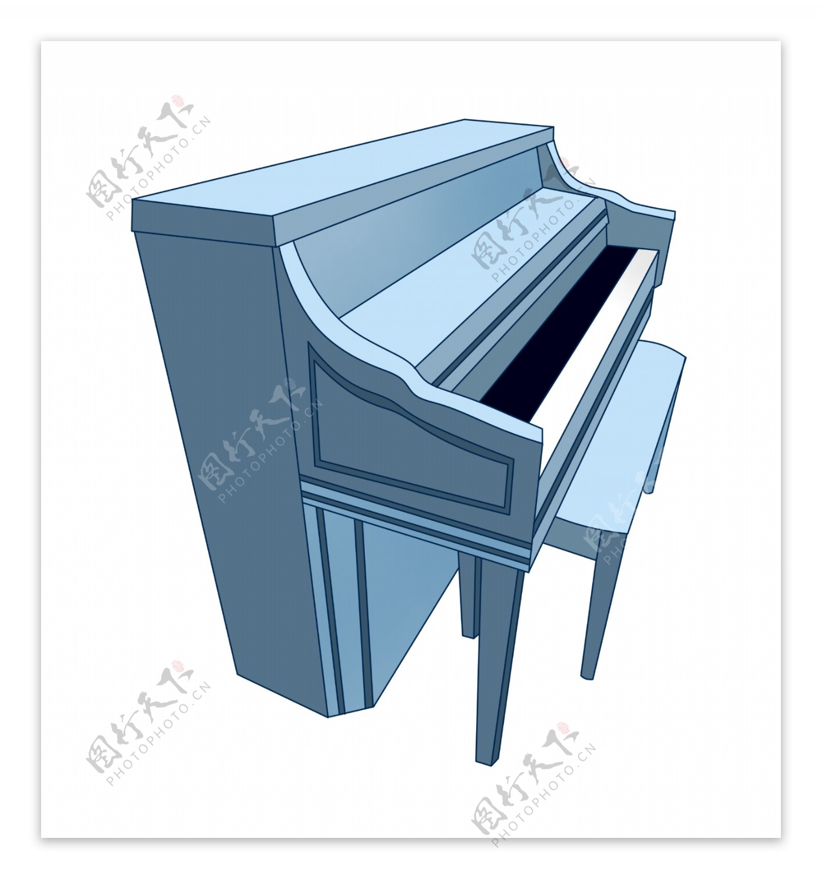 蓝色的钢琴装饰插画