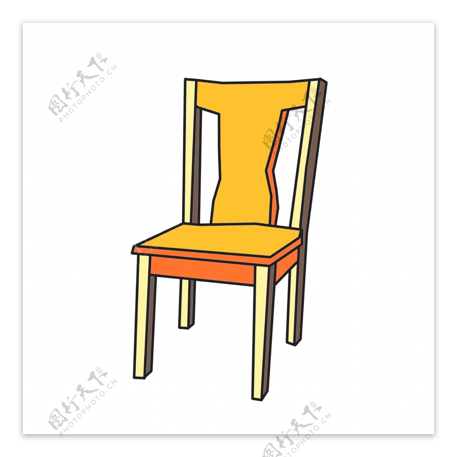 黄色复古座椅插画