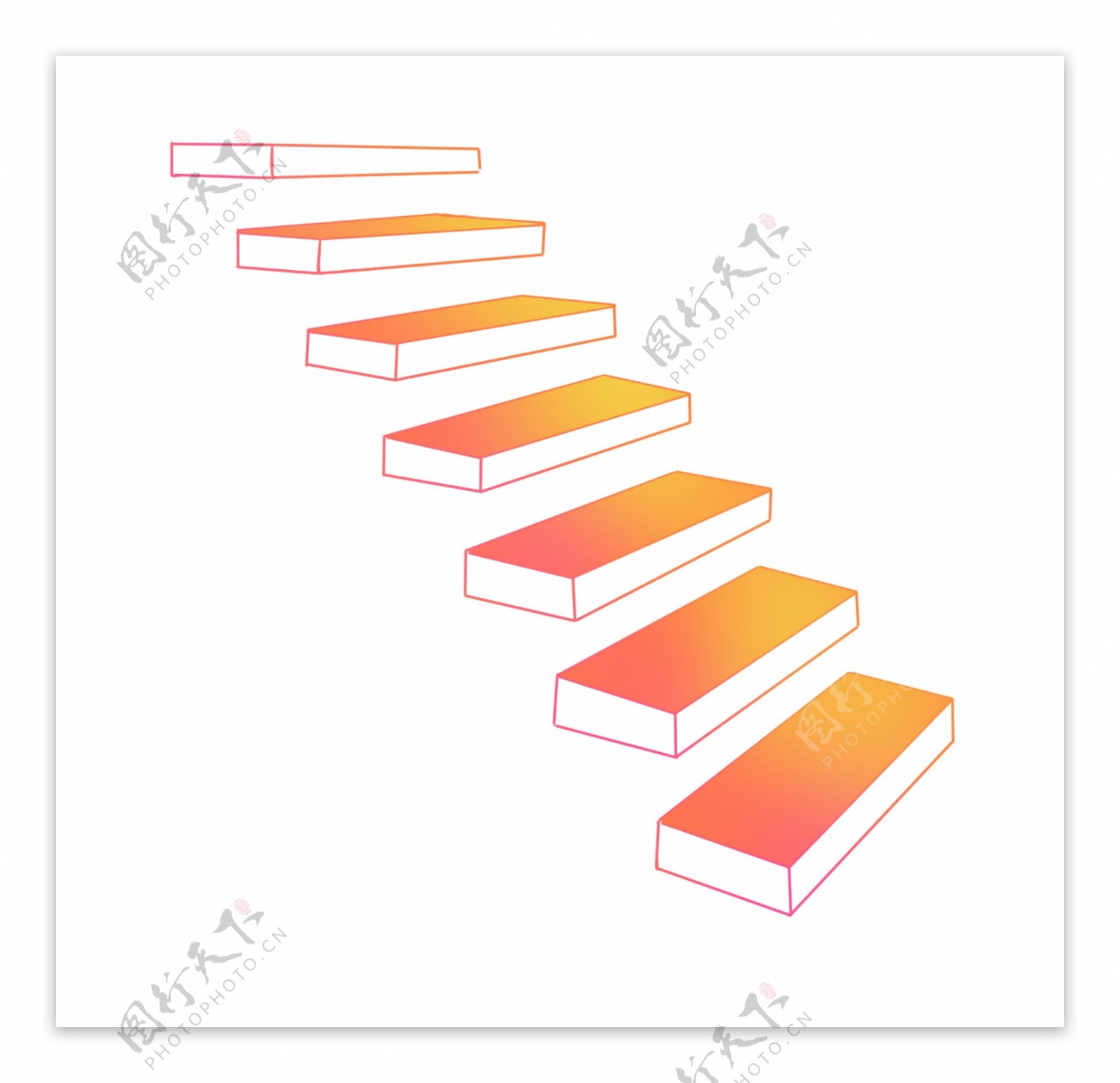 彩色立体楼梯插画