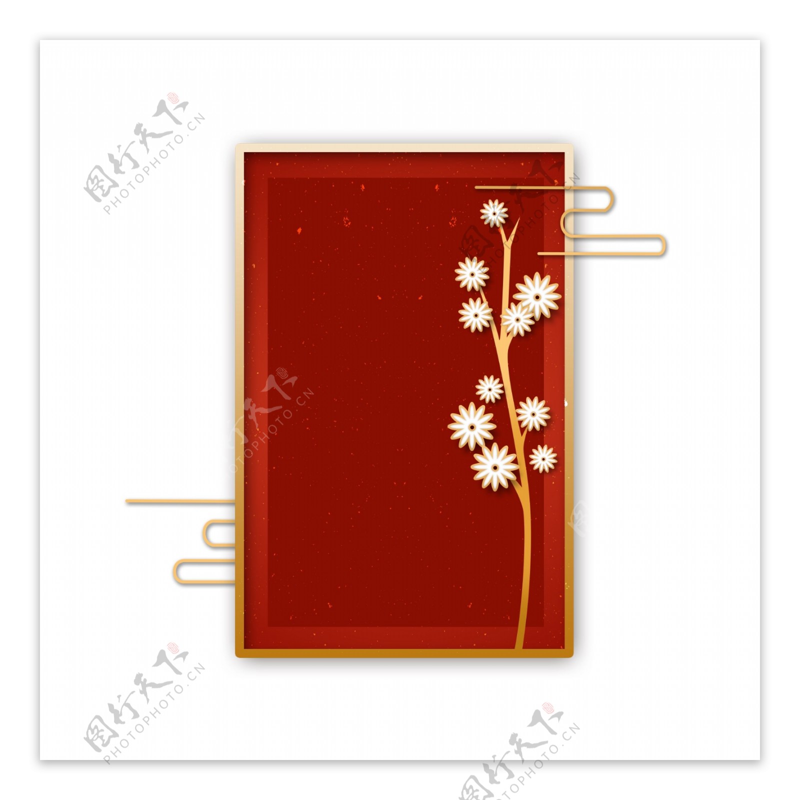 中国花朵古风红色节日标题栏春节边框
