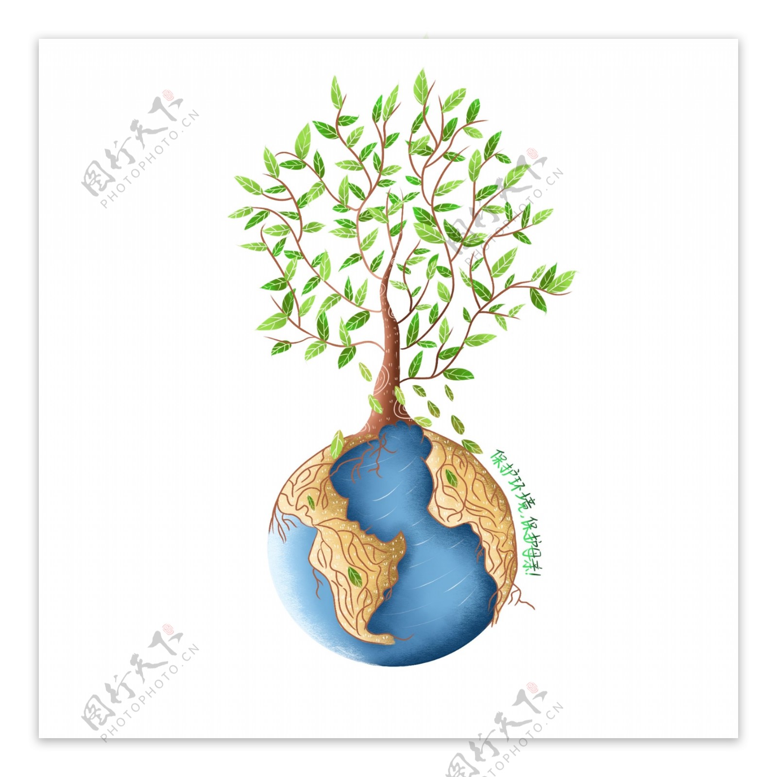手绘风正负定义之爱护环境保护地球母亲
