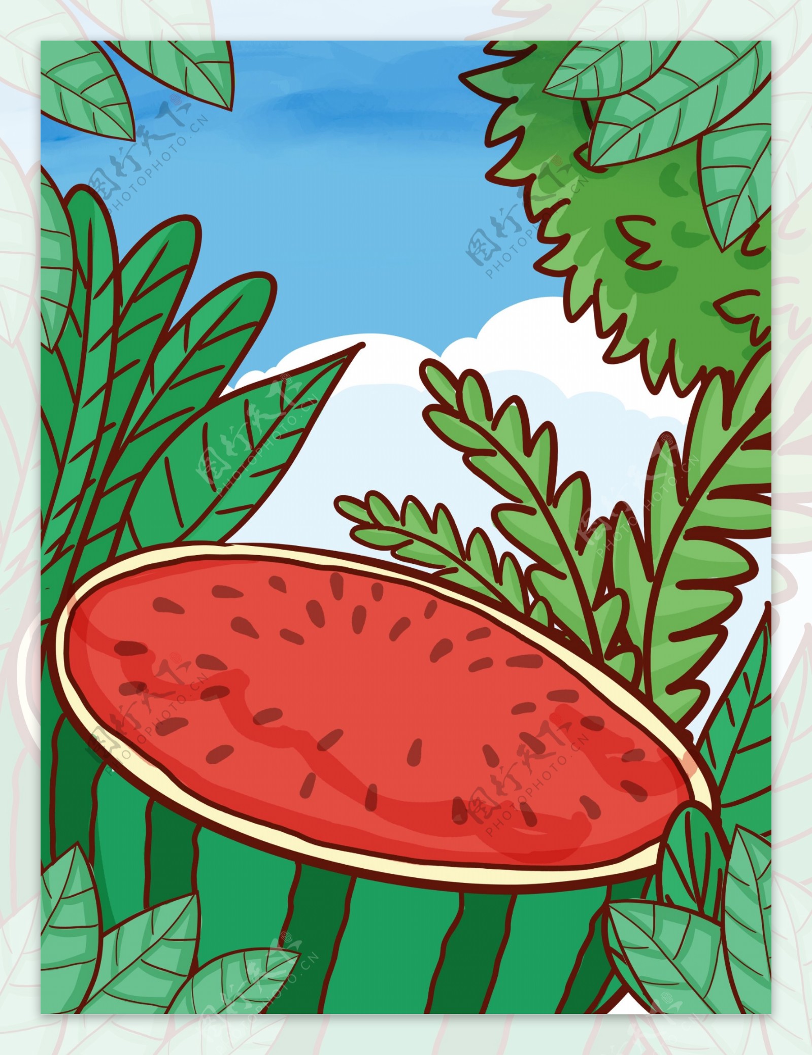 夏季西瓜水果背景